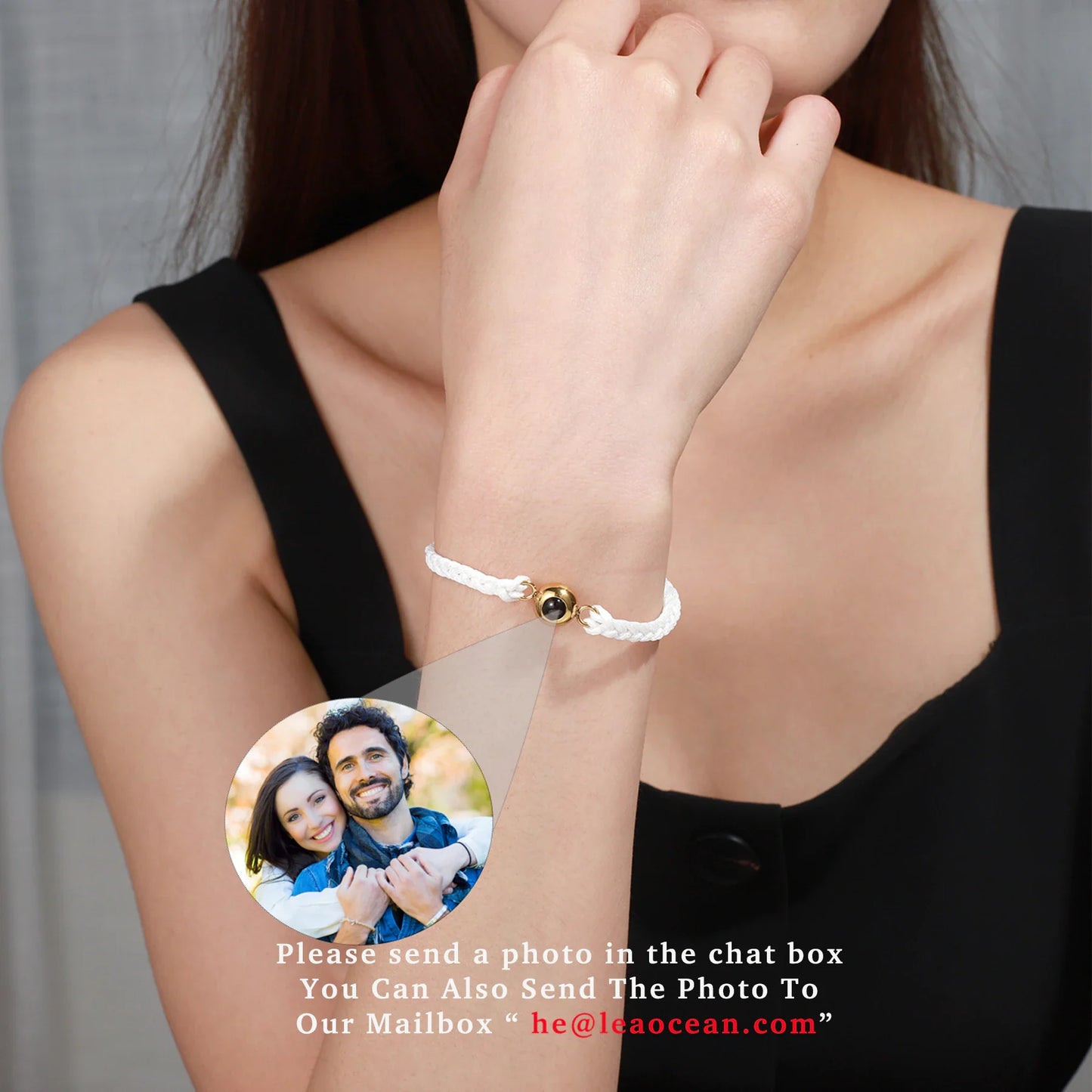 Personalized Circle Photo Bracelet Custom Projection Photo Bracelets with Couple Memorial Jewelry Valentine'S Day Gift for Women