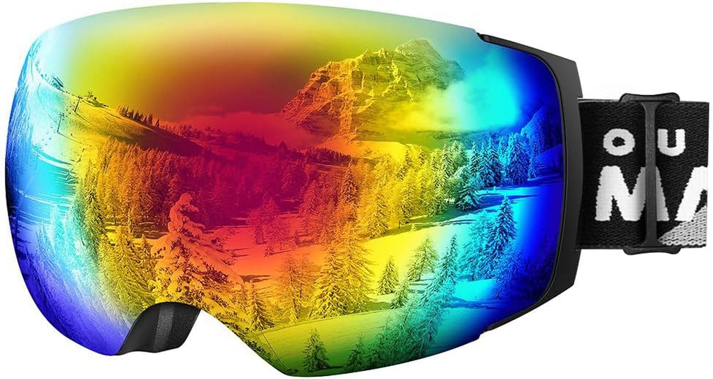 Outdoormaster PRO Unisex Ski Goggles - Interchangeable Lenses, 100% UV Protection, Anti-Fog Design for Skiing and Snowboarding, Perfect for Glasses Wearers and Kids
