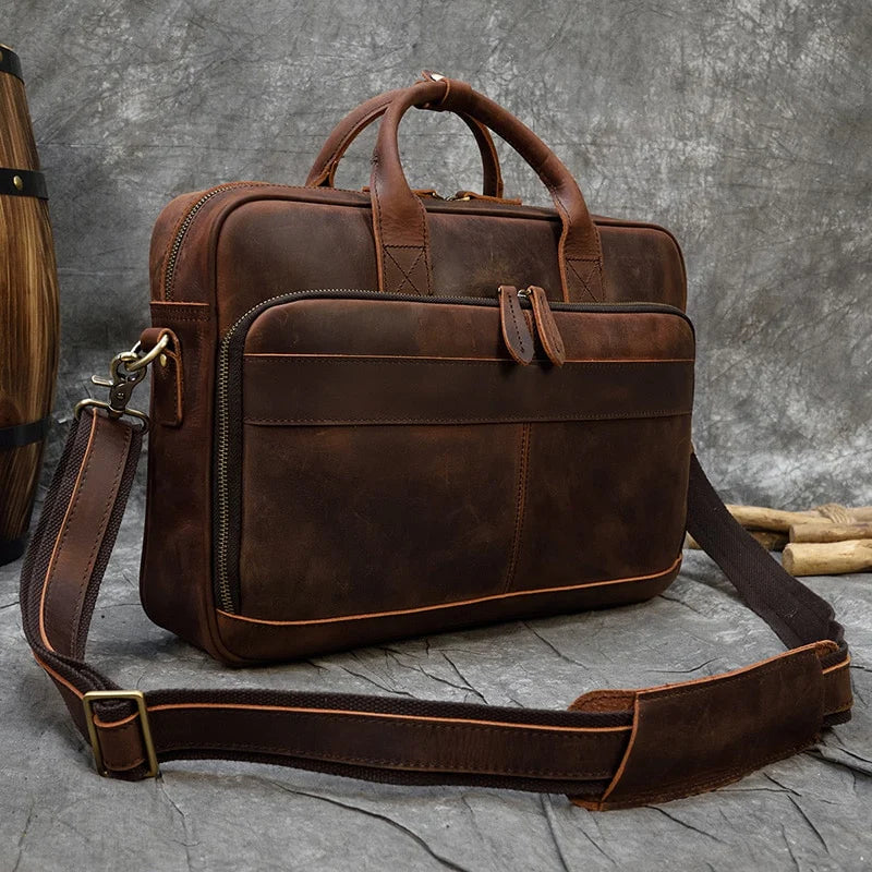 Free Shipping MAHEU Men Briefcase Genuine Leather Laptop Bag 15.6&Quot; PC Doctor Lawyer Computer Bag Cowhide Male Briefcase Cow Leather Men Bag