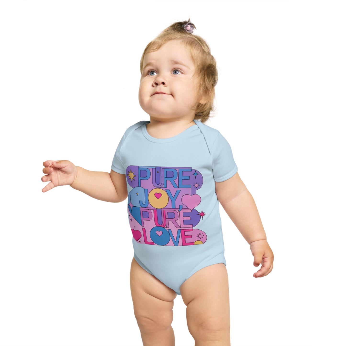 Pure Joy Pure Love T-shirt | Retro Typography Art | Positive Quote Tee | Colorful Love Design | Modern Heart Shirt | Short Sleeve