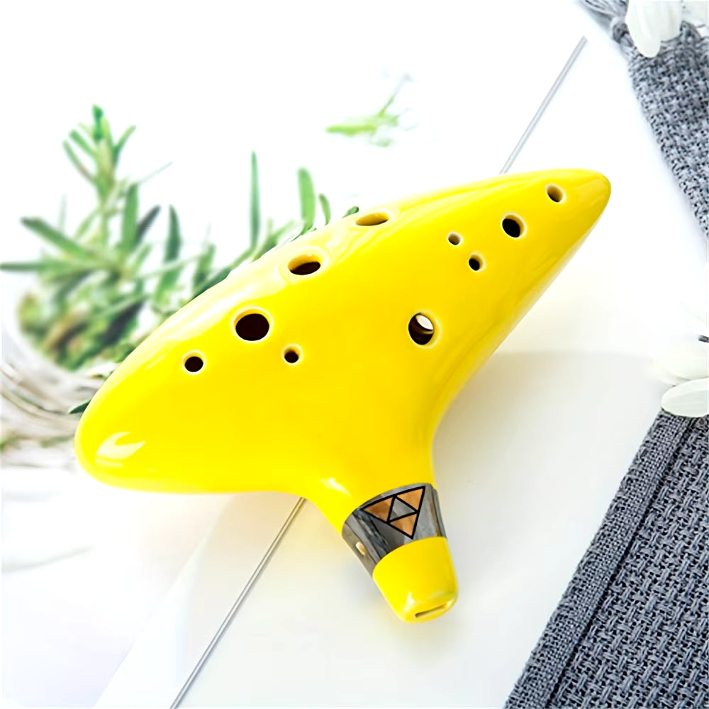 Ceramic 12-Hole Flute in C Key with Color Box, Protective Pouch, Stand, and English Instruction Manual