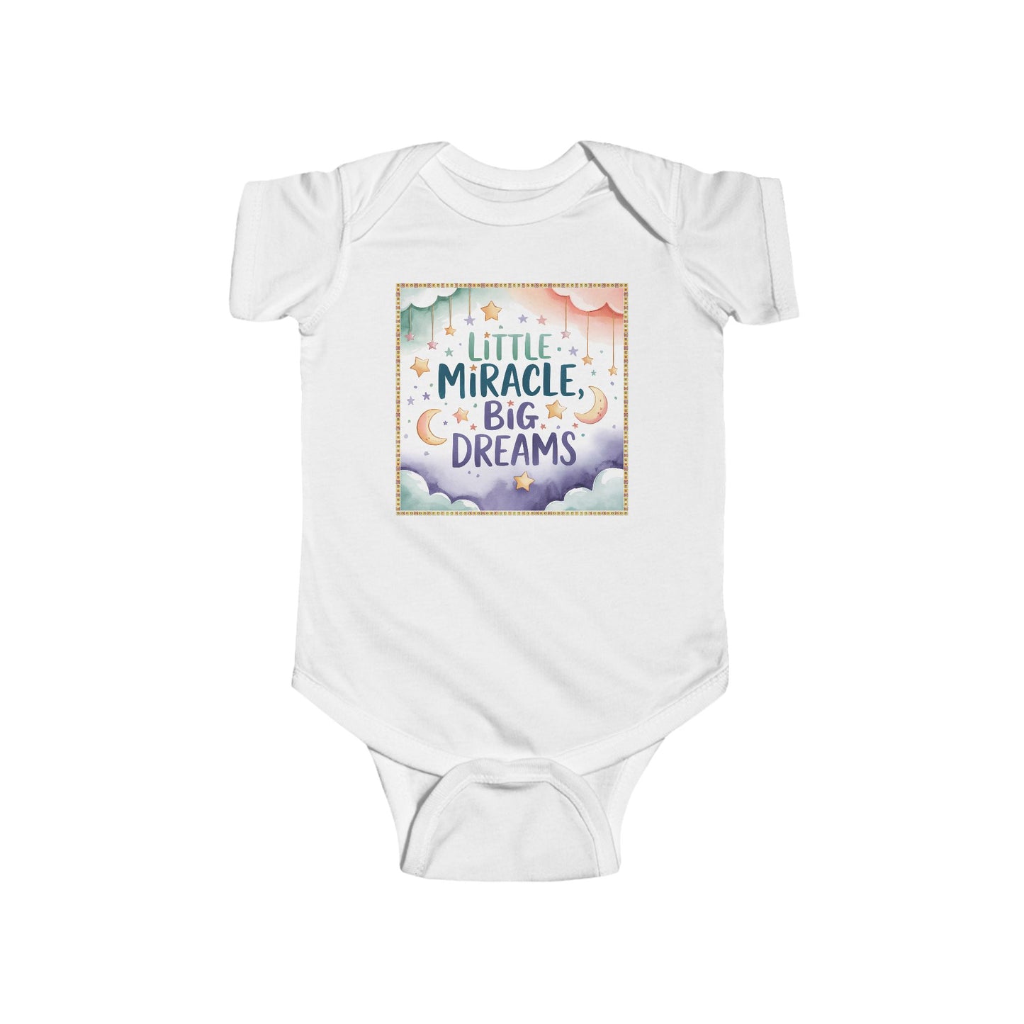 Little Miracle Big Dreams Baby Bodysuit | Nursery Stars Moon Design | Watercolor Baby Shower Gift | Gender Neutral Newborn