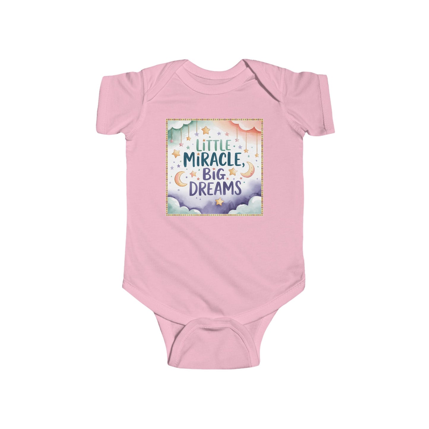 Little Miracle Big Dreams Baby Bodysuit | Nursery Stars Moon Design | Watercolor Baby Shower Gift | Gender Neutral Newborn