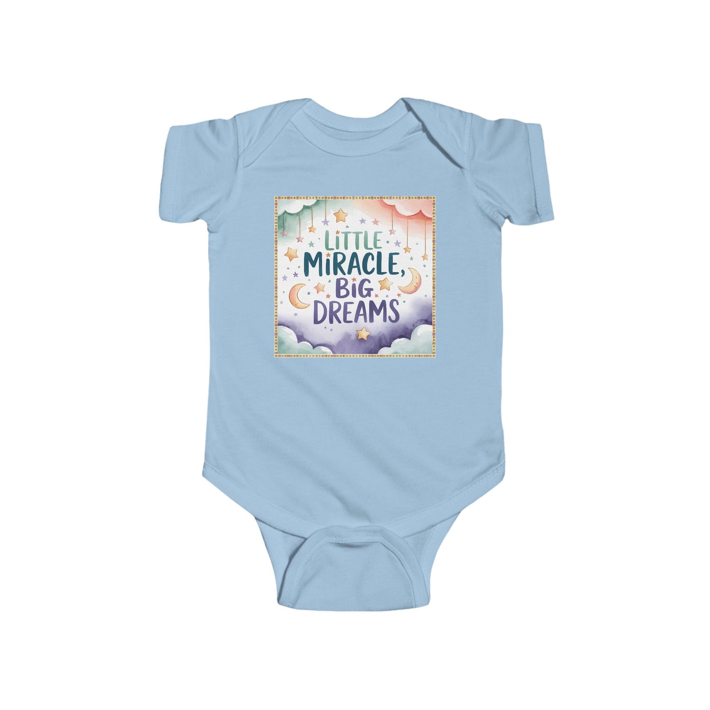 Little Miracle Big Dreams Baby Bodysuit | Nursery Stars Moon Design | Watercolor Baby Shower Gift | Gender Neutral Newborn