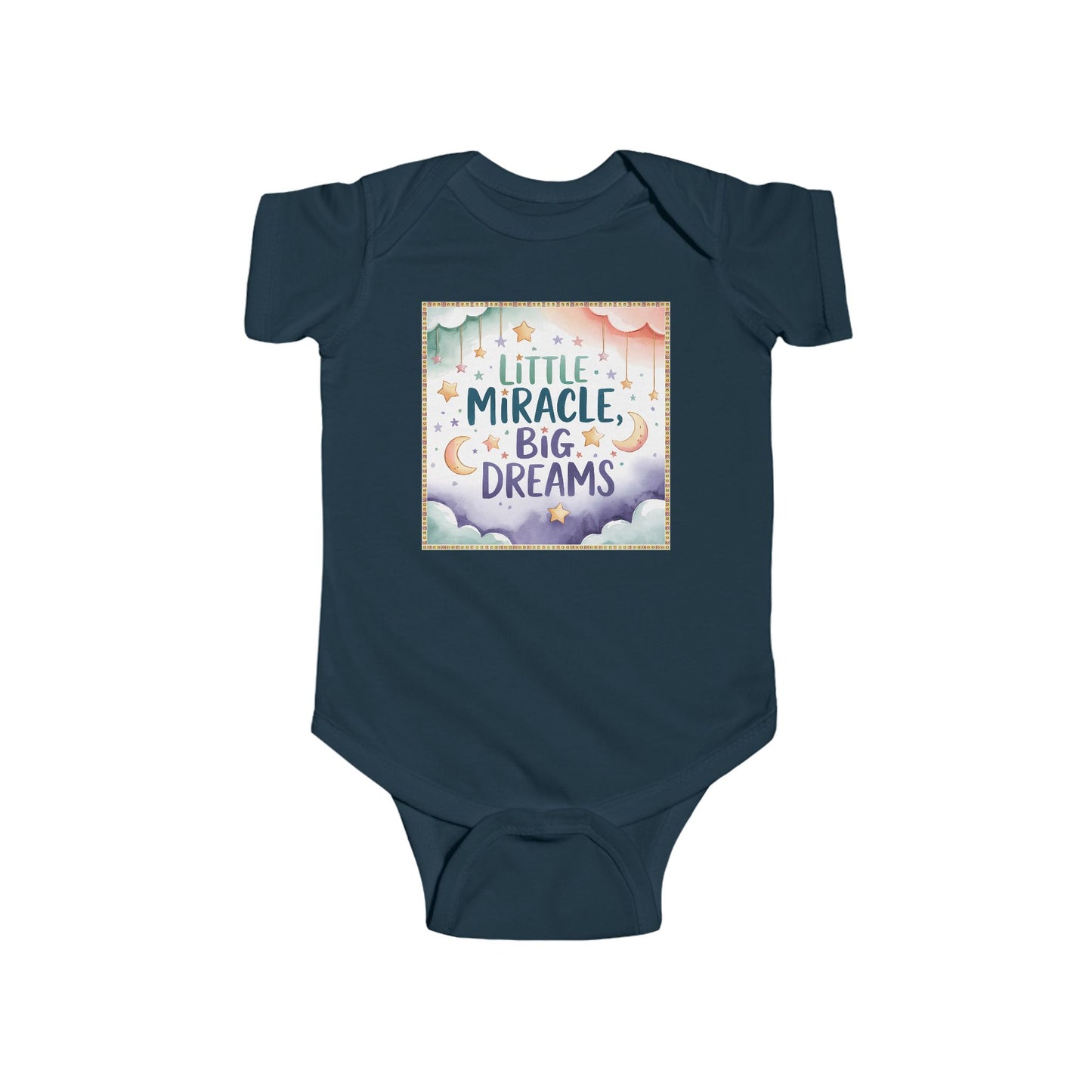 Little Miracle Big Dreams Baby Bodysuit | Nursery Stars Moon Design | Watercolor Baby Shower Gift | Gender Neutral Newborn