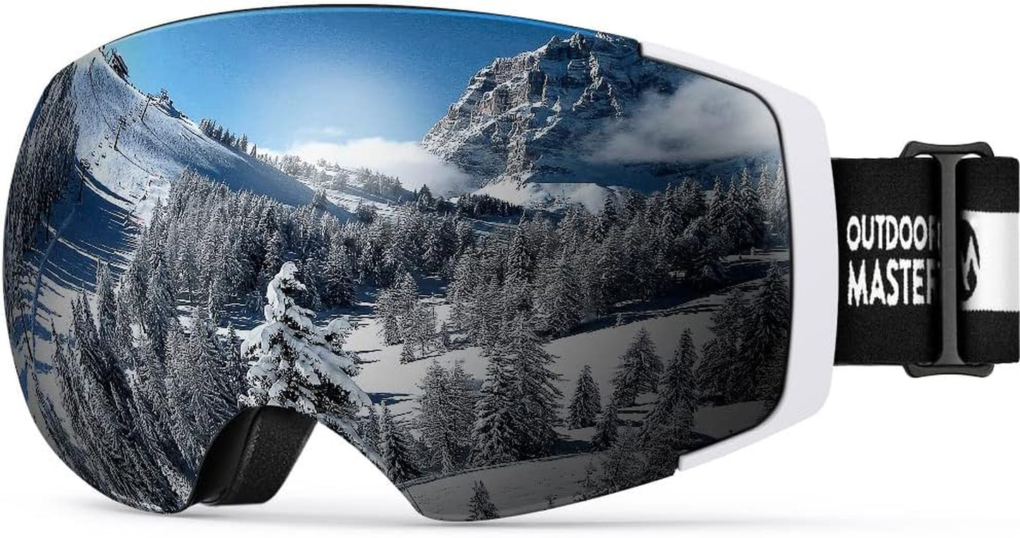 Outdoormaster PRO Unisex Ski Goggles with Interchangeable Lenses - 100% UV Protection, Anti-Fog Design, Perfect for Kids and Adults