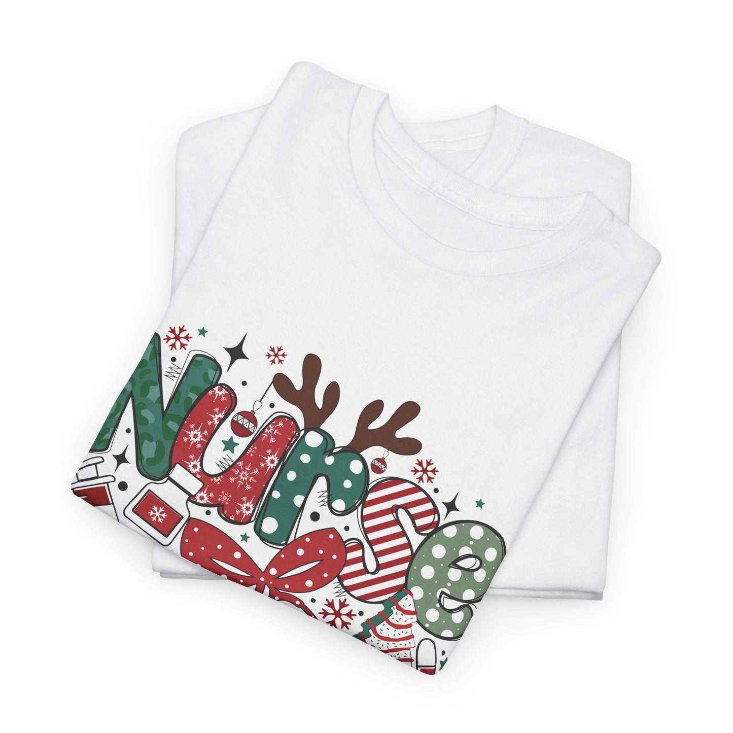 Christmas Nurse T-Shirt | Medical Holiday Design | Healthcare Worker Gift | Festive RN | Unisex Heavy Cotton Tee