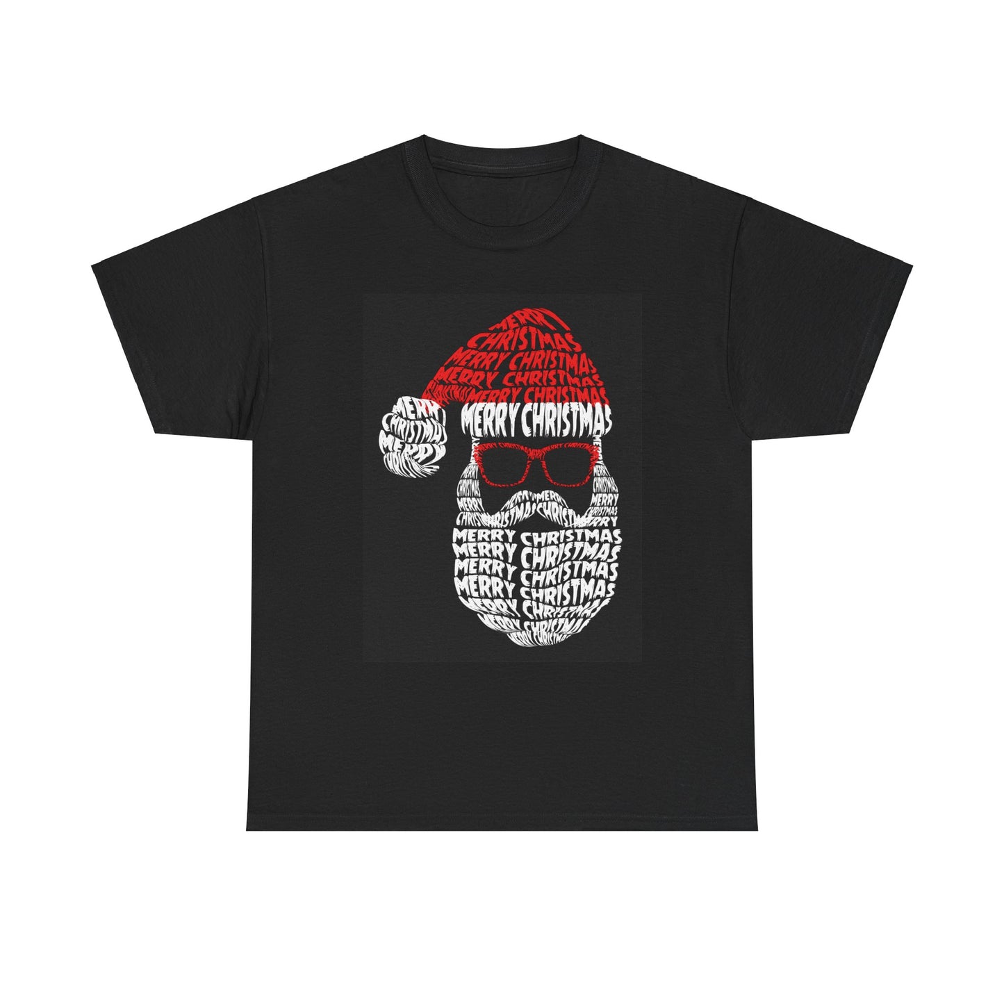 Cool Santa Typography T-Shirt | Christmas Text Art Tee | Holiday Word Art Design | Santa Claus Sunglasses Shirt | Modern Christmas Gift
