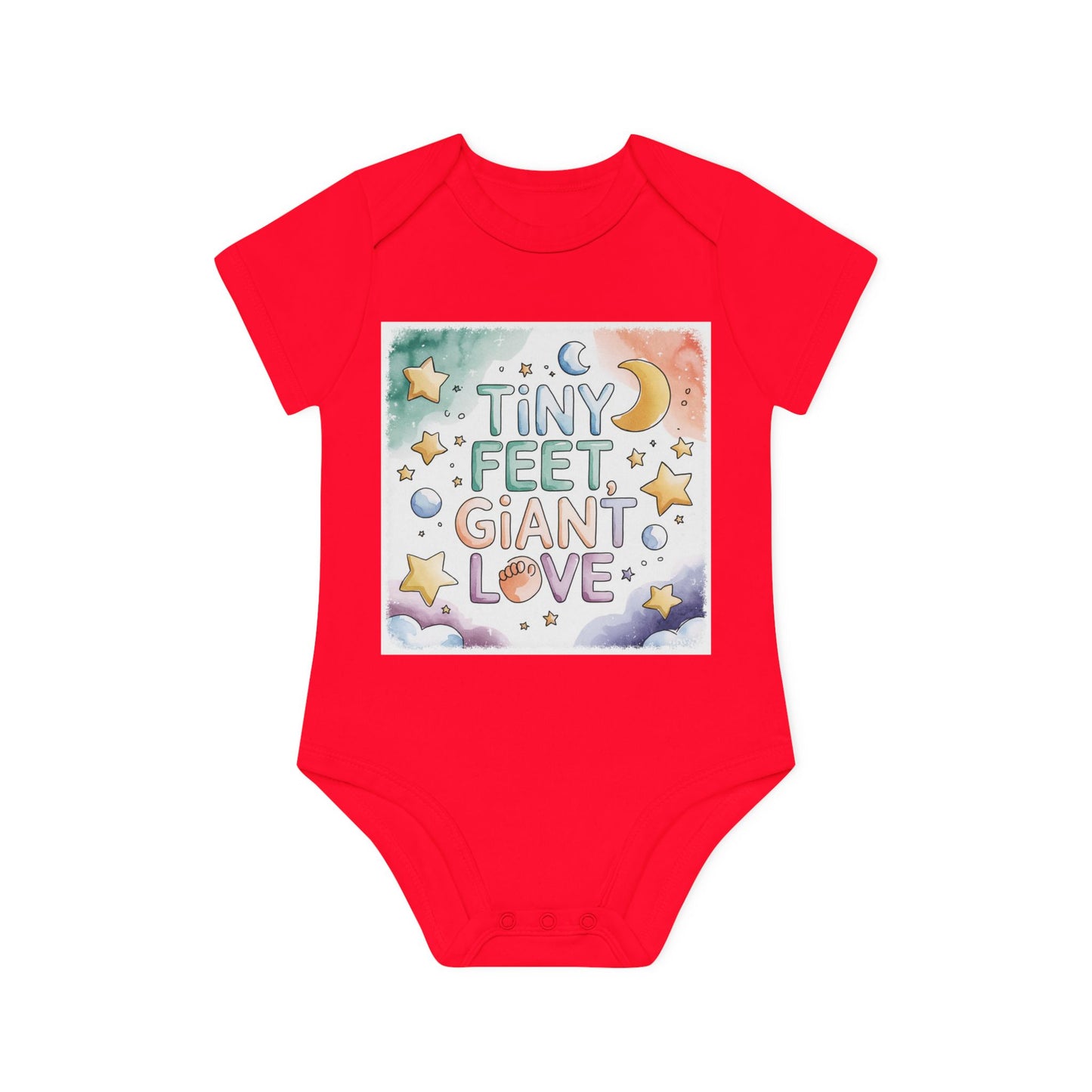 Tiny Feet Giant Love Baby Bodysuit | Newborn Stars Moon Design | Baby Shower Gift | Watercolor Nursery Art | Gender Neutral