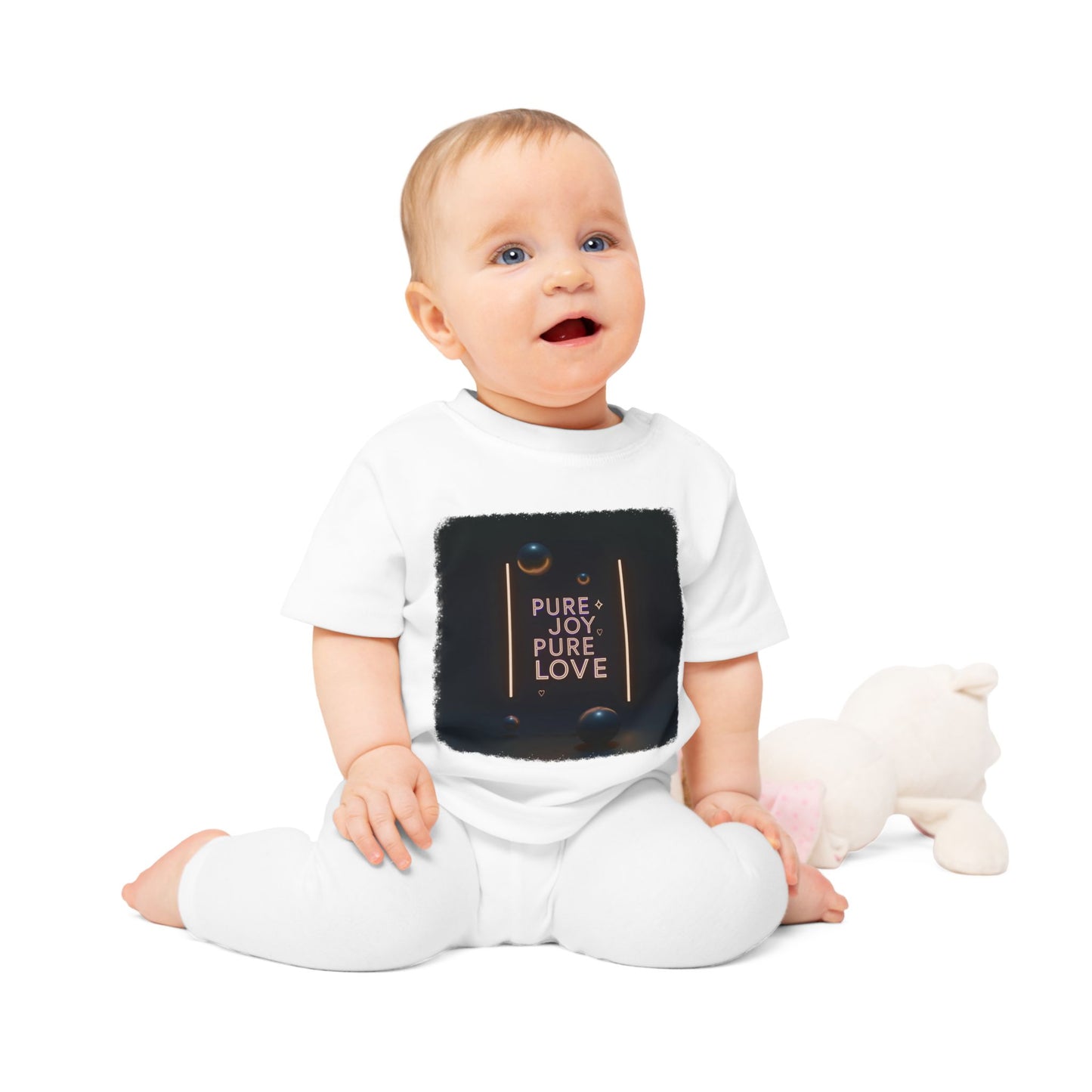 Baby T-Shirt | Pure Joy Pure Love T-shirt | Modern Neon Sign Design | Abstract Sphere Art | Dark Aesthetic Tee | Love Quote Shirt