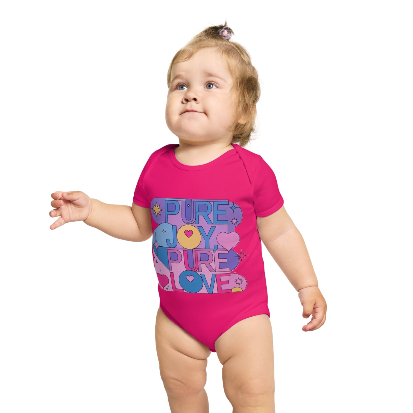 Pure Joy Pure Love T-shirt | Retro Typography Art | Positive Quote Tee | Colorful Love Design | Modern Heart Shirt | Short Sleeve