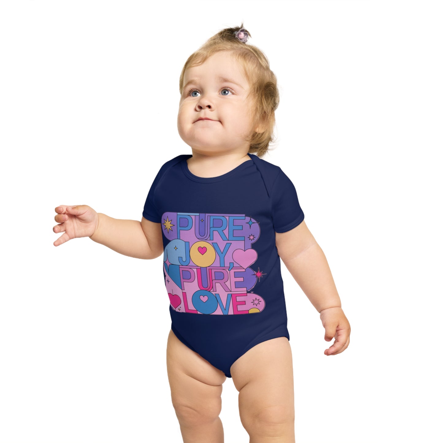 Pure Joy Pure Love T-shirt | Retro Typography Art | Positive Quote Tee | Colorful Love Design | Modern Heart Shirt | Short Sleeve