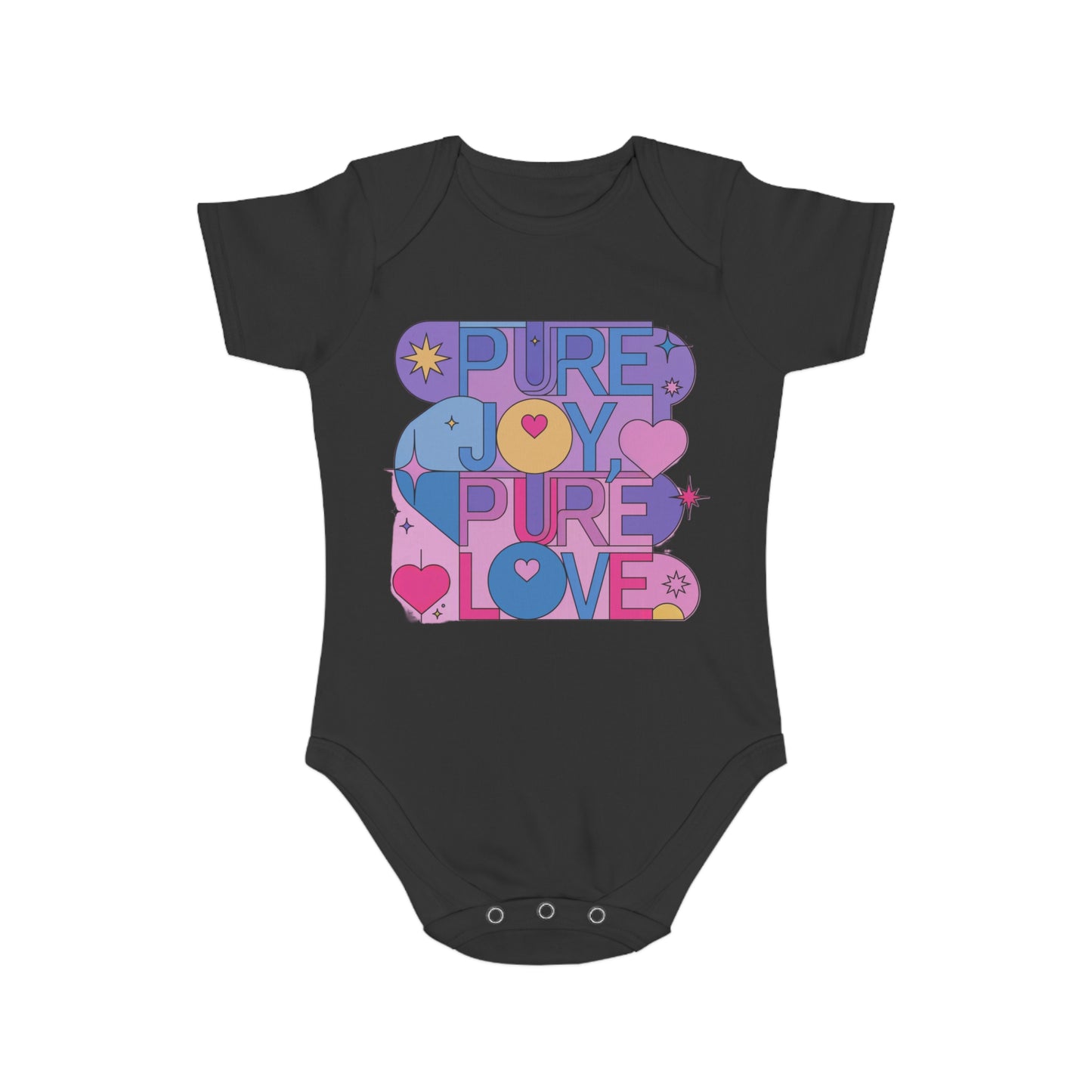 Pure Joy Pure Love T-shirt | Retro Typography Art | Positive Quote Tee | Colorful Love Design | Modern Heart Shirt | Short Sleeve