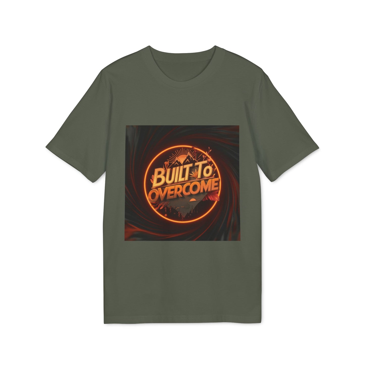Built to Overcome T-shirt | Motiverend Fitness Shirt | Bergavontuur Geest | Neon Glow Design | Inspirerend Sportschool Shirt