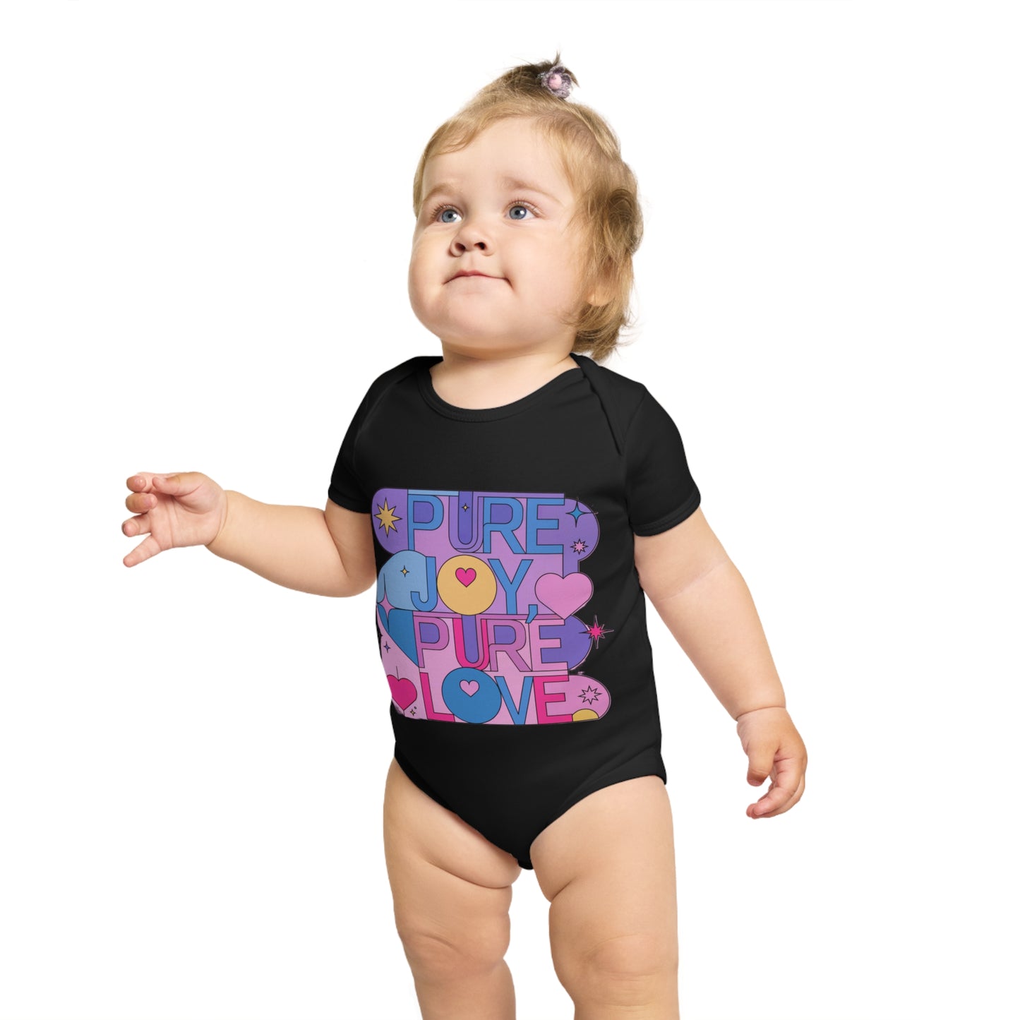 Pure Joy Pure Love T-shirt | Retro Typography Art | Positive Quote Tee | Colorful Love Design | Modern Heart Shirt | Short Sleeve