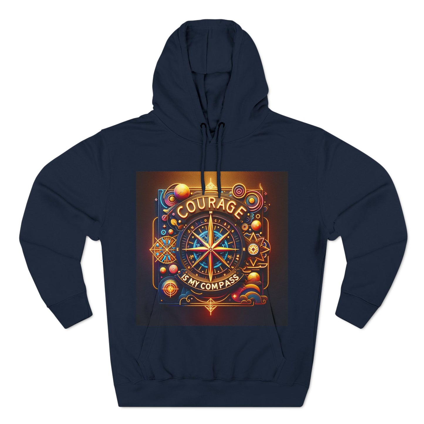 Courage Is My Compass T-shirt | Inspirational Nautical Art | Neon Compass Design | Motivational Quote Tee | Adventure Spirit