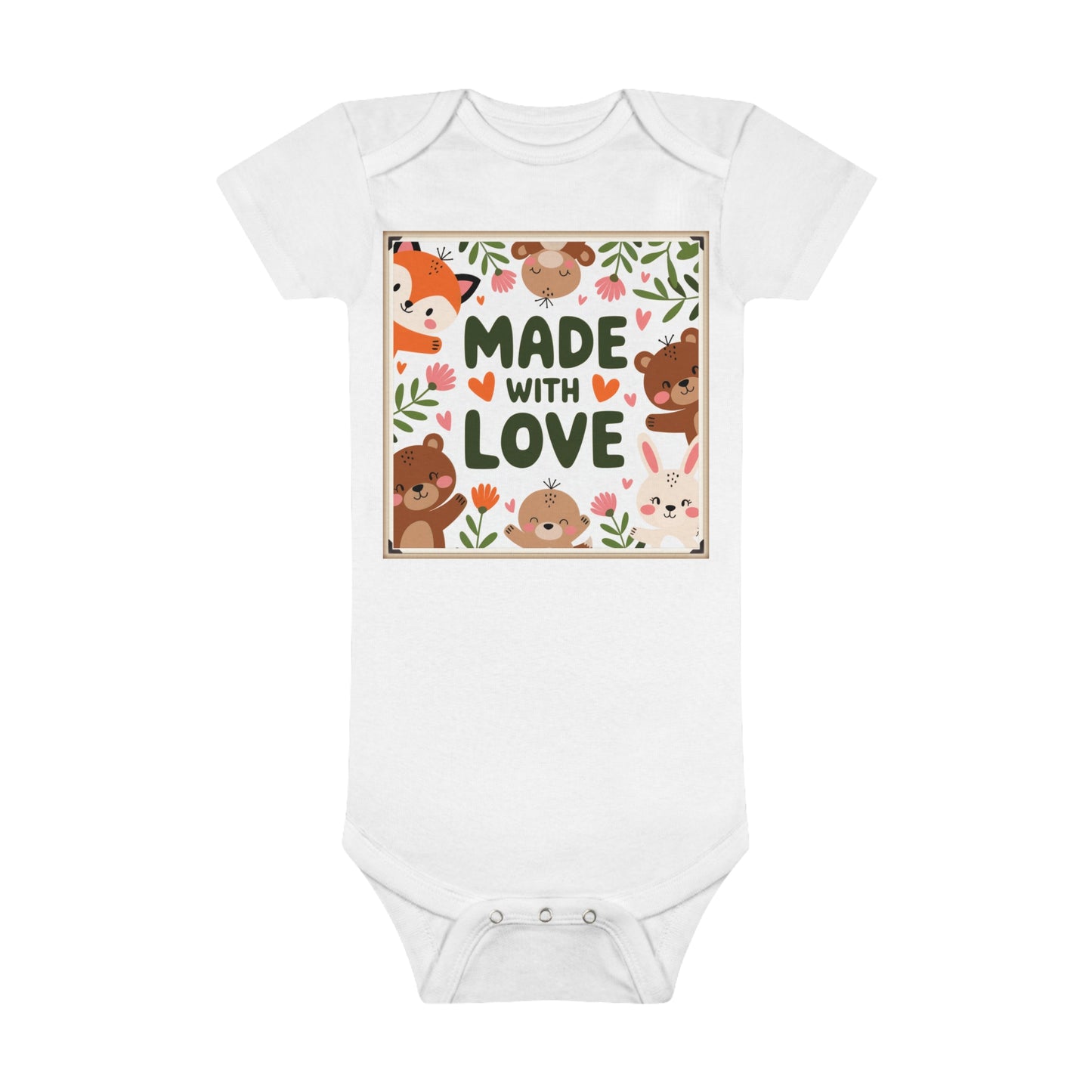 Made With Love Baby Bodysuit | Cute Woodland Animals | Nursery Forest Friends | Baby Shower Gift | Gender Neutral Design