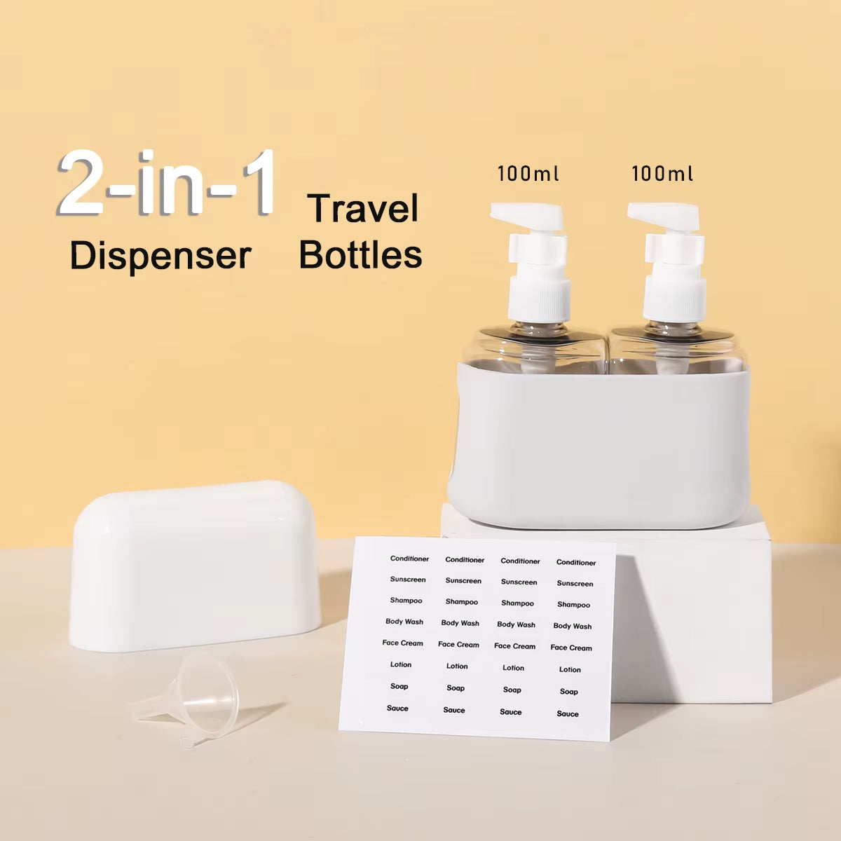2 in 1 100Ml Travel Bottle Set Combination Shampoo Shower Gel Hand Wash Lotion Split Empty Bottle Travel Kit Accessories