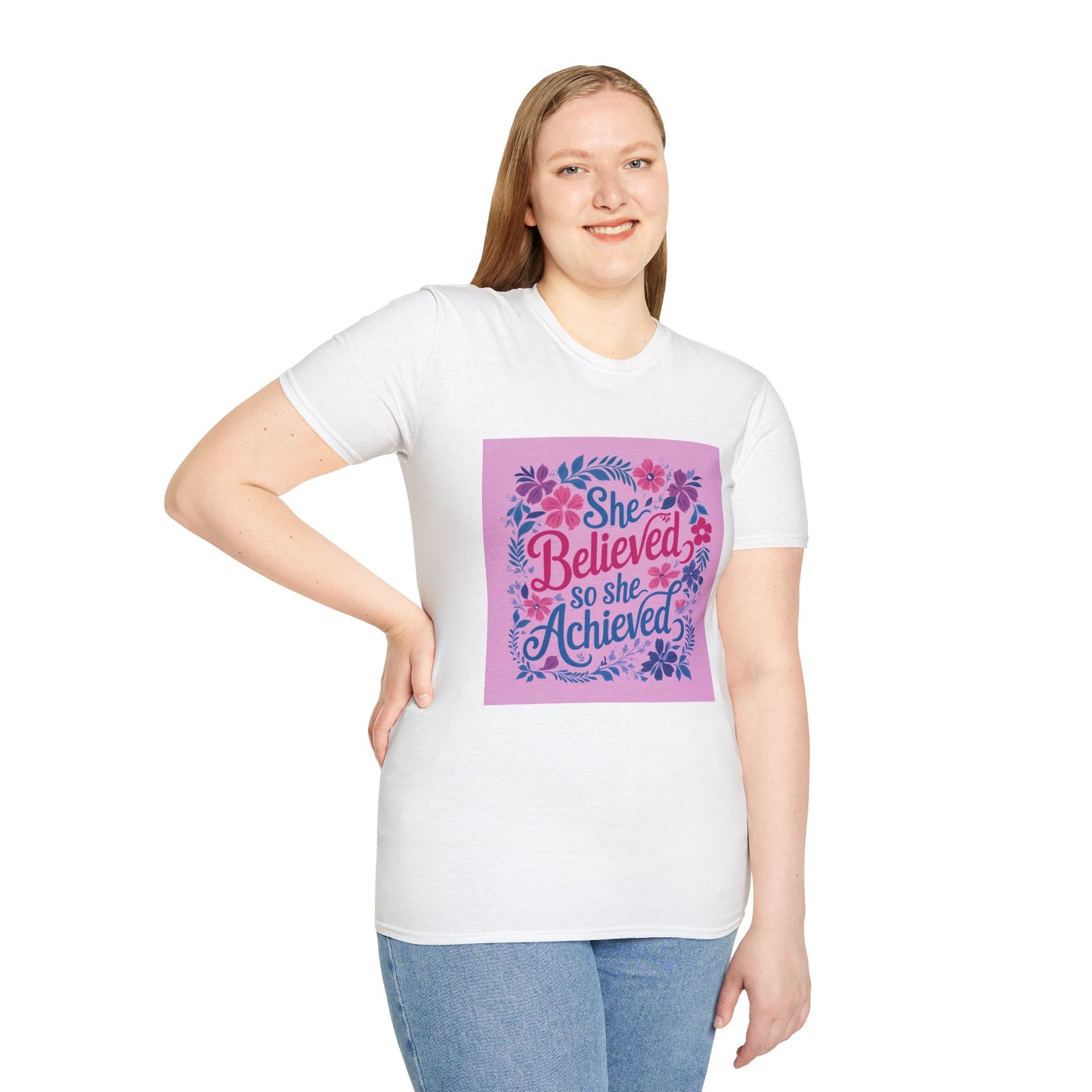 She Believed She Could Achieve T-shirt | Women Empowerment | Floral Motivational Quote | Girl Boss Gift | Feminine Success Tee