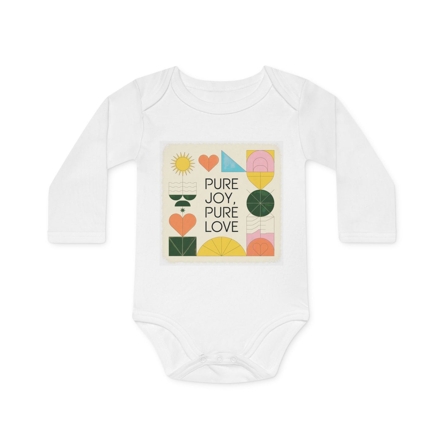 Pure Joy Pure Love T-shirt | Typography | Positive Quote Tee | Colorful Love Design | Modern Heart Shirt | Baby Sleeve Organic Bodysuit