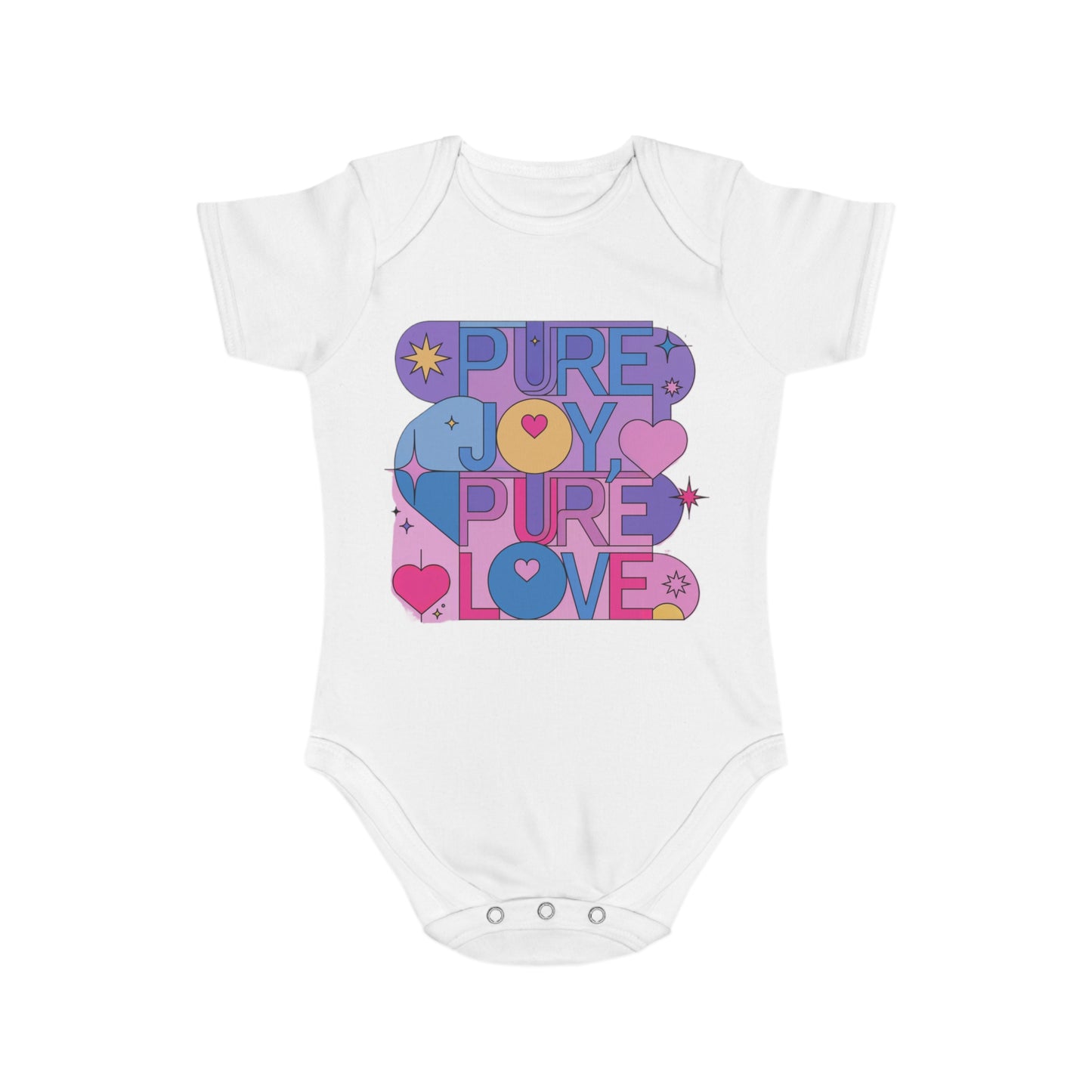 Pure Joy Pure Love T-shirt | Retro Typography Art | Positive Quote Tee | Colorful Love Design | Modern Heart Shirt | Short Sleeve