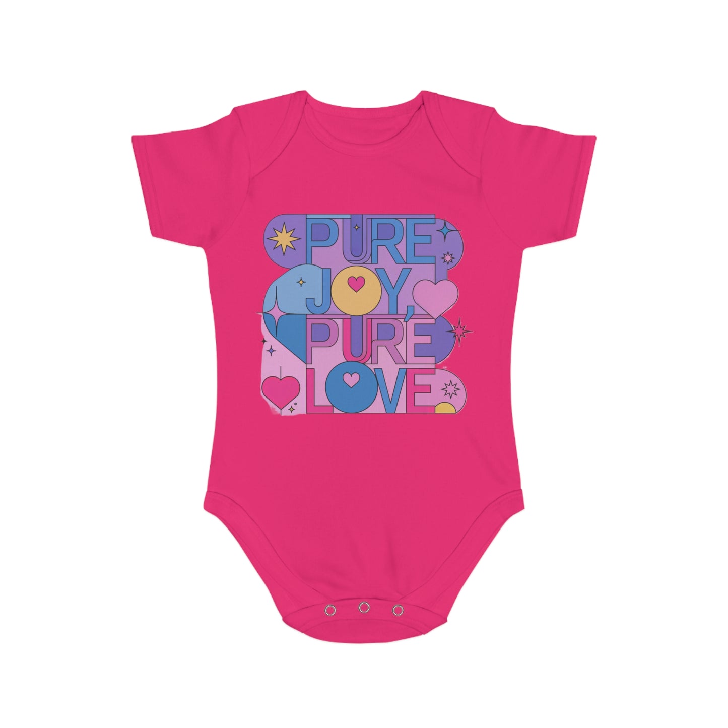 Pure Joy Pure Love T-shirt | Retro Typography Art | Positive Quote Tee | Colorful Love Design | Modern Heart Shirt | Short Sleeve