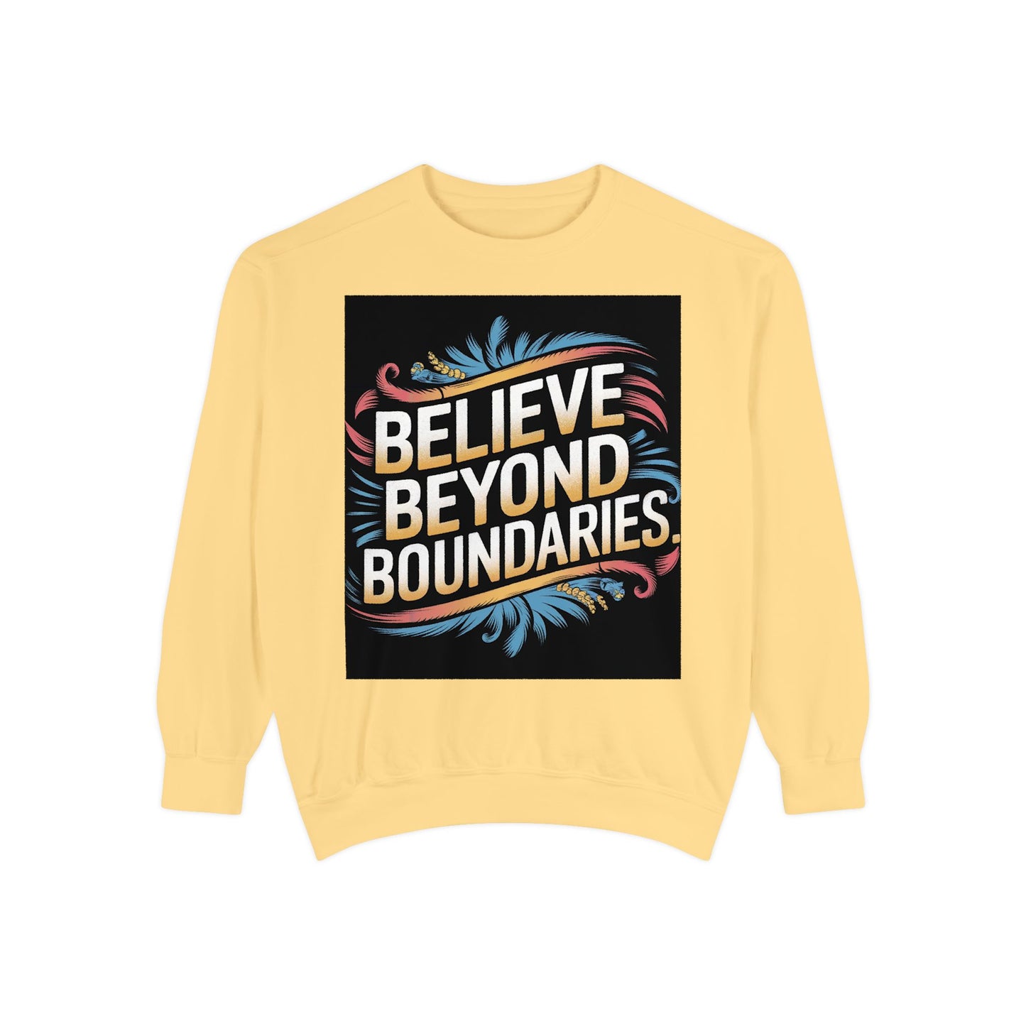Believe Beyond Boundaries Hoodie | Motivational Typography Art | Inspirational Quote Tee | Dream Big hoodie | Vintage Gradient Design |