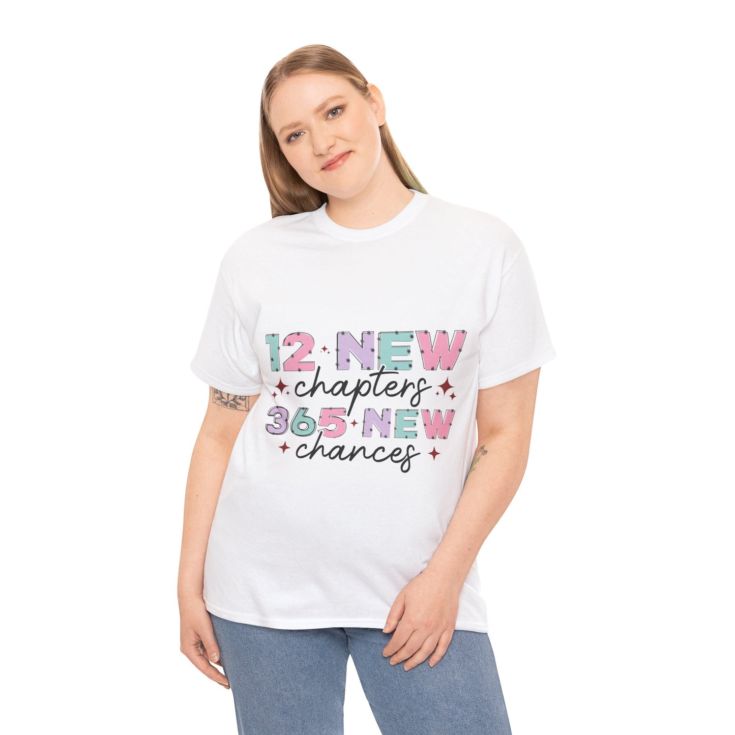 New Year | 12 New Chapters 365 New Chances | Motivational Quote Design | Timeless Style Shirt | Pastel Colors | Inspirational Design