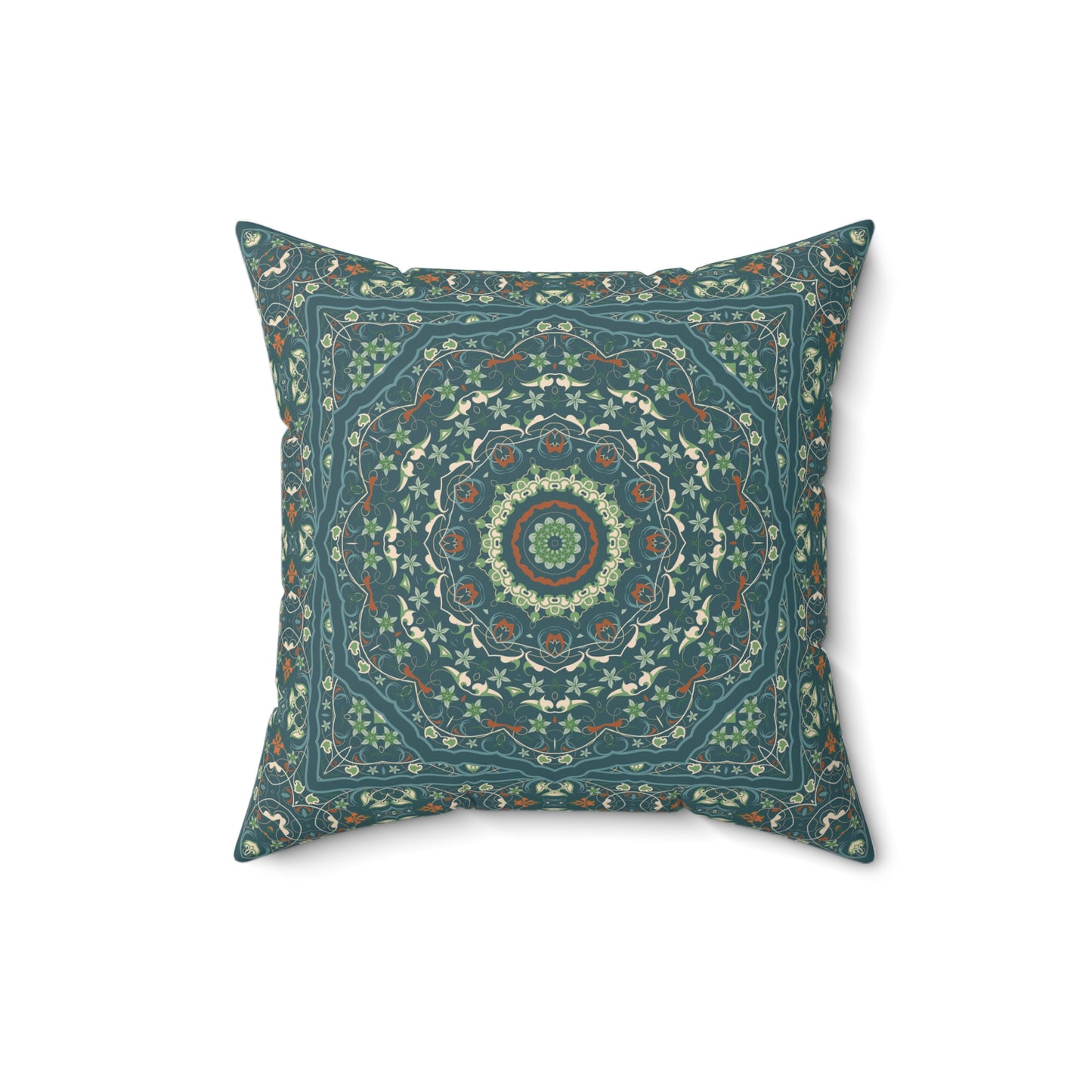 Bohemian Mandala Sierkussen | Teal Groen Decoratief Kussen | Stijl Huisdecoratie | Boho Woonkamer Kussen | Geometrisch Meditatiekussen