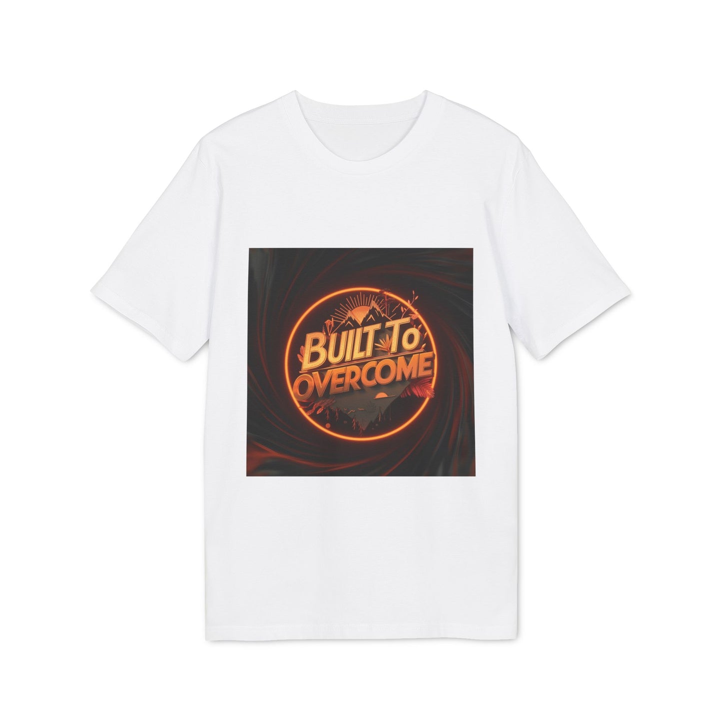 Built to Overcome T-shirt | Motiverend Fitness Shirt | Bergavontuur Geest | Neon Glow Design | Inspirerend Sportschool Shirt