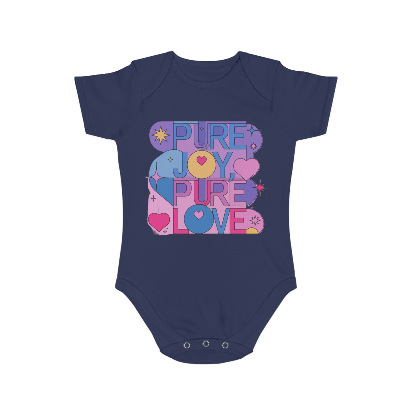 Pure Joy Pure Love T-shirt | Retro Typography Art | Positive Quote Tee | Colorful Love Design | Modern Heart Shirt | Short Sleeve