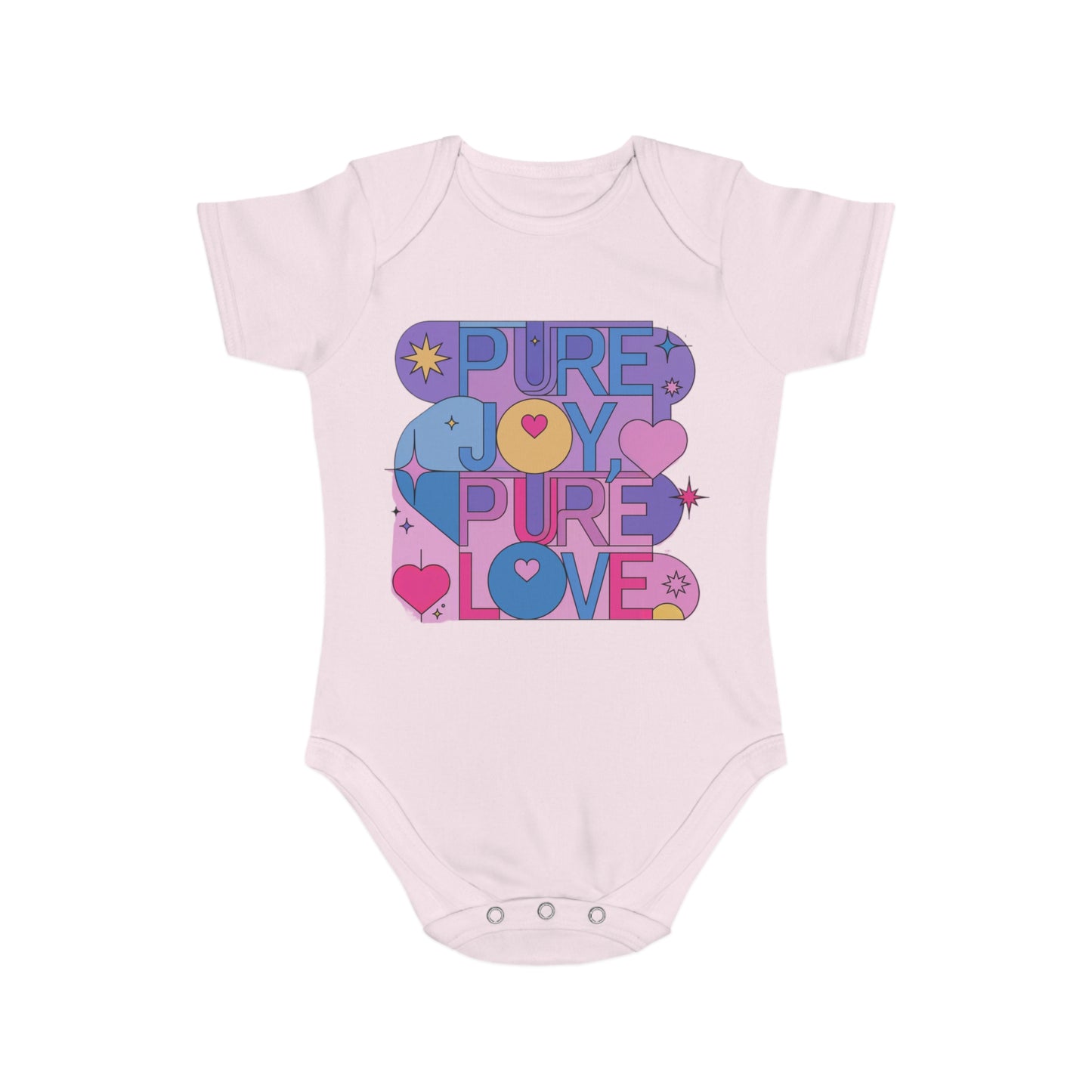 Pure Joy Pure Love T-shirt | Retro Typography Art | Positive Quote Tee | Colorful Love Design | Modern Heart Shirt | Short Sleeve