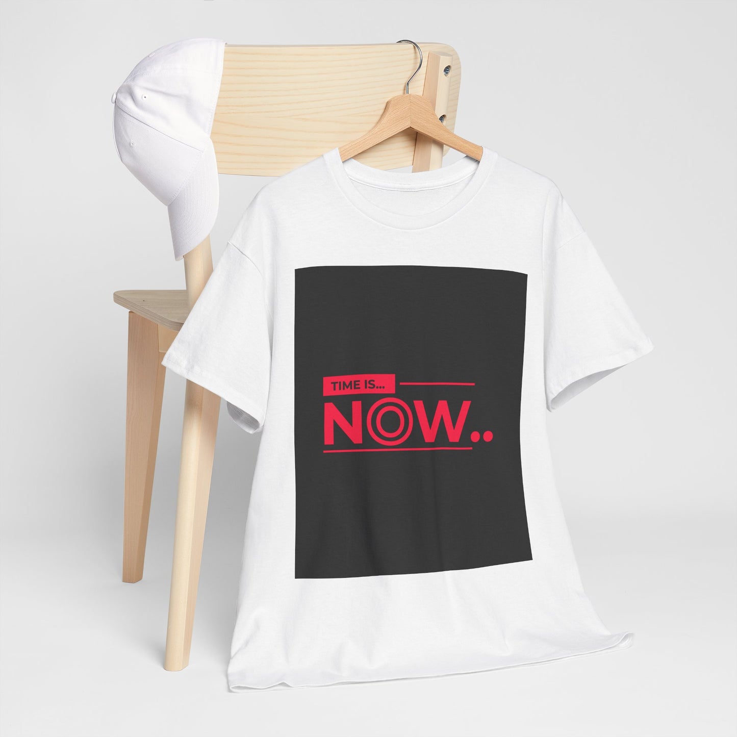 Time Is Now Motivational T-Shirt | Inspirational Quote Tee | Minimalist Red Design | Success Mindset | Empowerment Gift | Present Moment