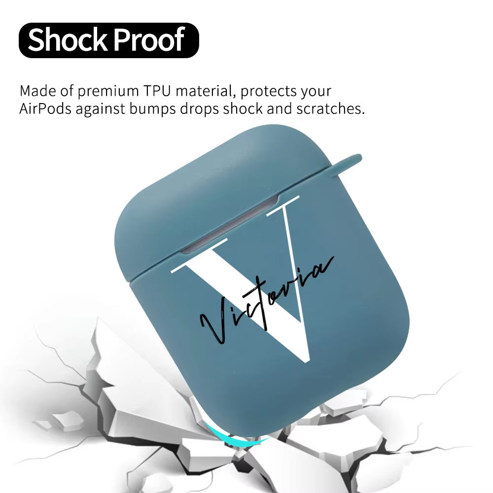 Customize for Airpods 2 Case Cute Name Initials Letter for Air Pod Silicone Luxury Cover Funda Airpods Case Earphone Accessories