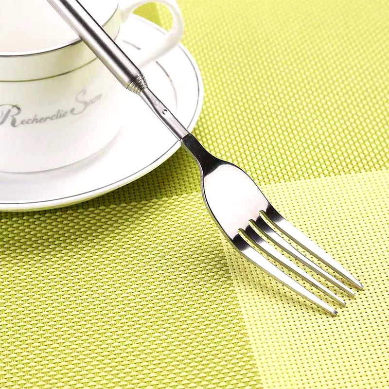 Silver Stainless Telescopic Extendable Fork Dinner Fruit Dessert Long Cutlery Forks Barbecue Meat Fork Kitchen Accessories Tools