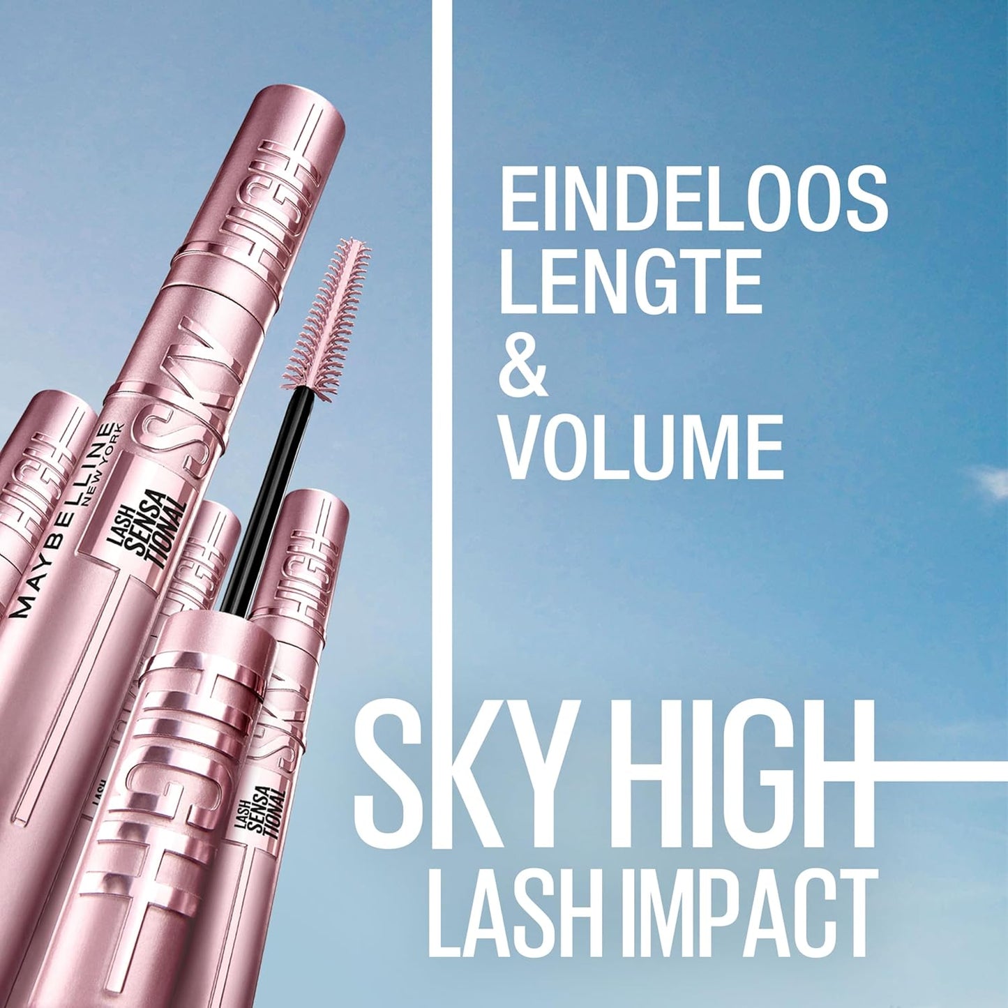Maybelline New York Schwarze Wimperntusche Für Extrem Lange Wimpern, Lash Sensational Sky High Mascara, Very Black, 7,2 Ml