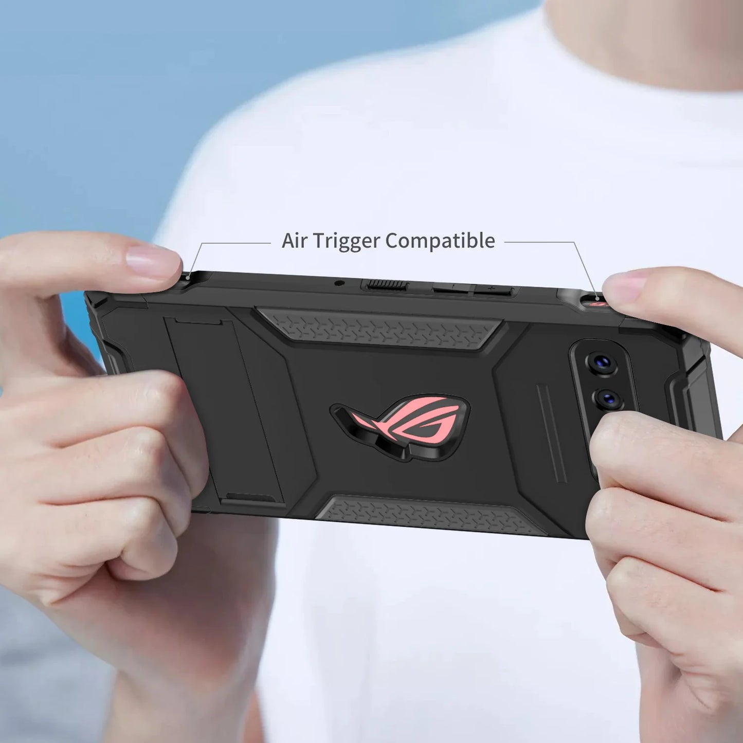 ZSHOW Armour Case for ASUS ROG Phone 3 Case Air Trigger Compatible with Kickstand and Dust Plug Military Grade Drop Protection