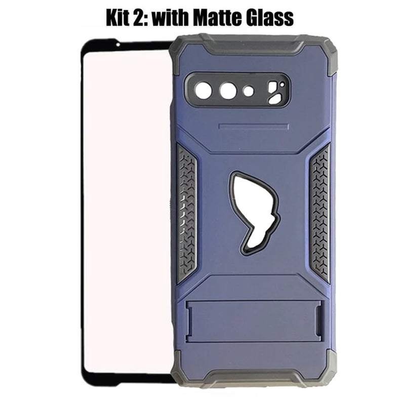 ZSHOW Armour Case for ASUS ROG Phone 3 Case Air Trigger Compatible with Kickstand and Dust Plug Military Grade Drop Protection