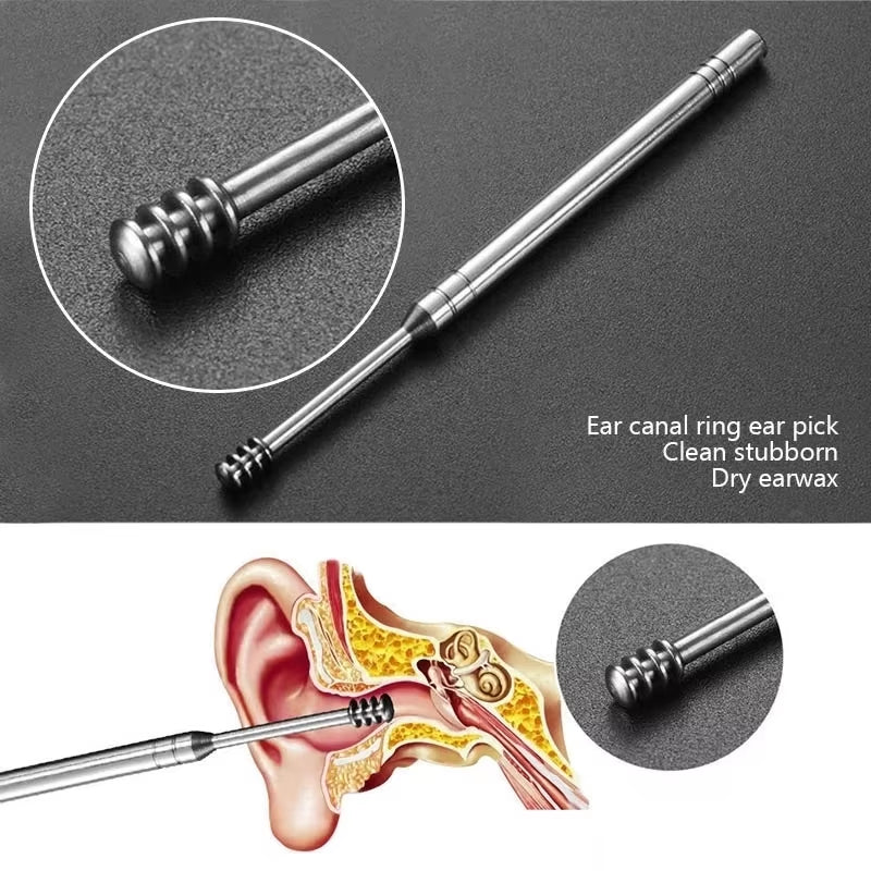 6-Piece Stainless Steel Ear Wax Removal Tool Set with Earpicks and Curette Spoons