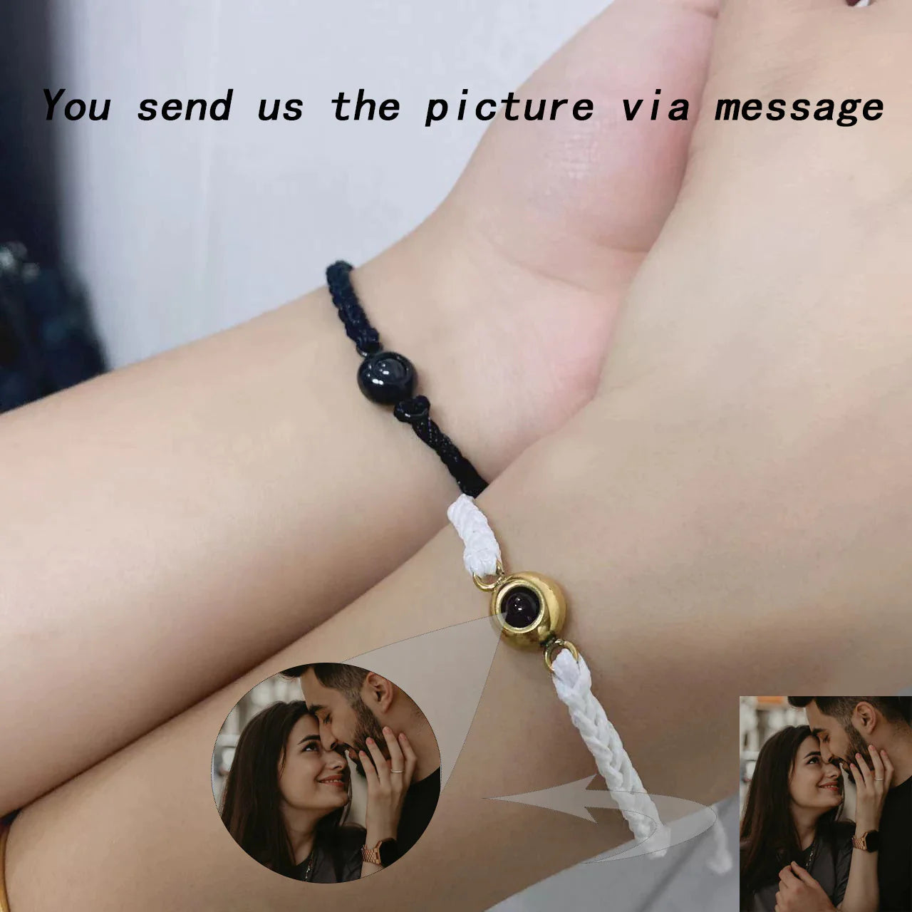 Personalized Circle Photo Bracelet Custom Projection Photo Bracelets with Couple Memorial Jewelry Valentine'S Day Gift for Women