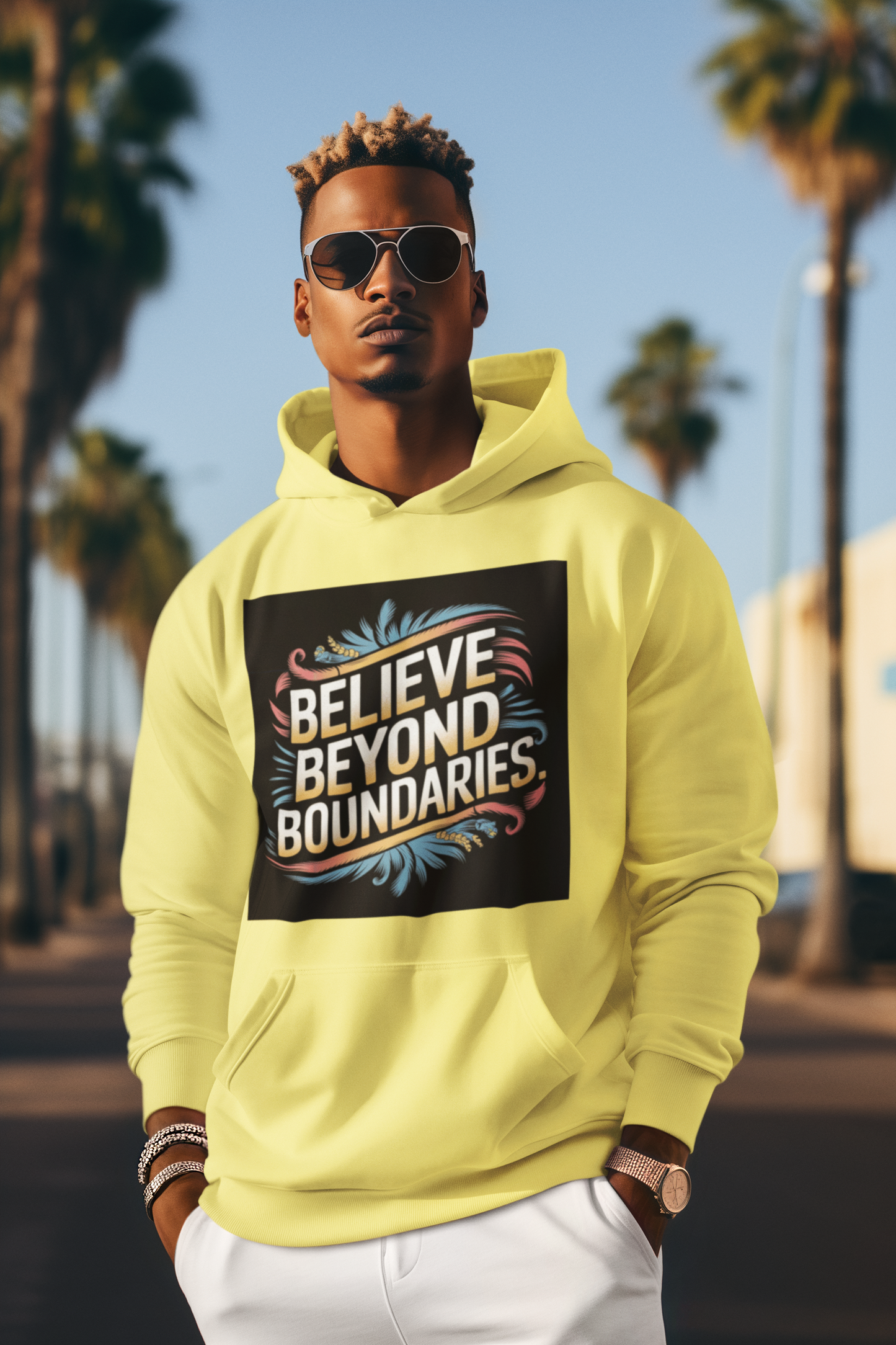 Believe Beyond Boundaries Hoodie | Motivational Typography Art | Inspirational Quote Tee | Dream Big hoodie | Vintage Gradient Design |