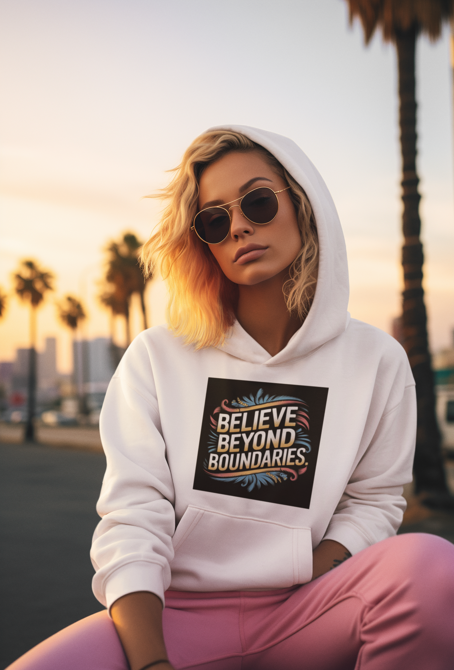 Believe Beyond Boundaries Hoodie | Motivational Typography Art | Inspirational Quote Tee | Dream Big hoodie | Vintage Gradient Design |