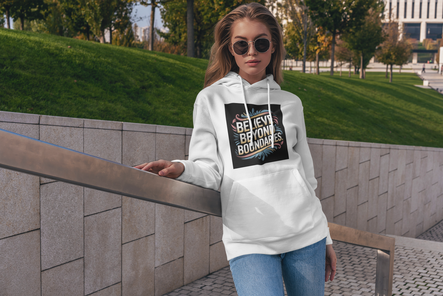 Believe Beyond Boundaries Hoodie | Motivational Typography Art | Inspirational Quote Tee | Dream Big hoodie | Vintage Gradient Design |
