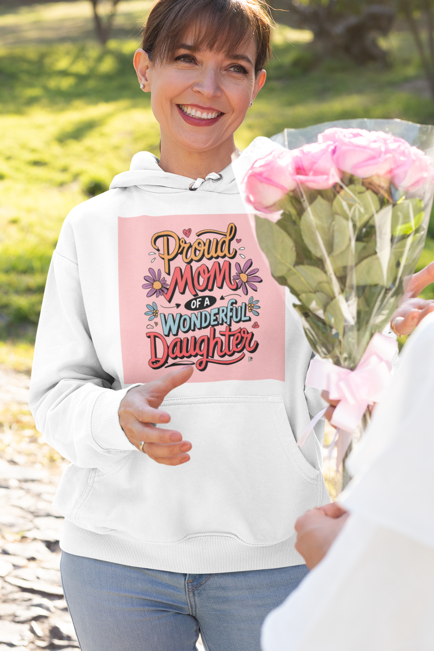 Proud Mom of a Wonderful Daughter Hoodie | Mother Daughter Love | Floral Mom Gift | Mothers Day Tee | Pink Flower Design | hoodie