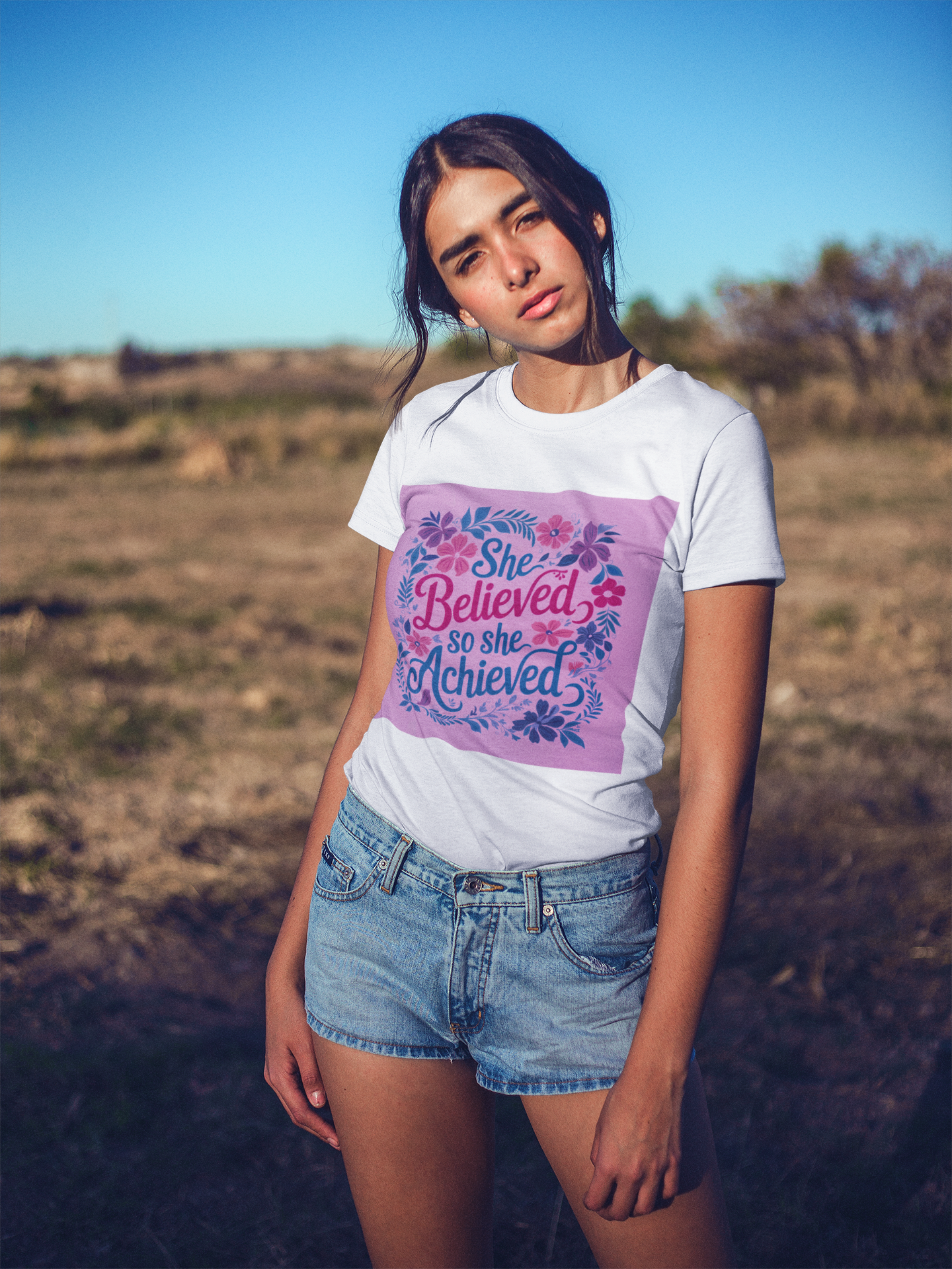 She Believed She Could Achieve T-shirt | Women Empowerment | Floral Motivational Quote | Girl Boss Gift | Feminine Success Tee