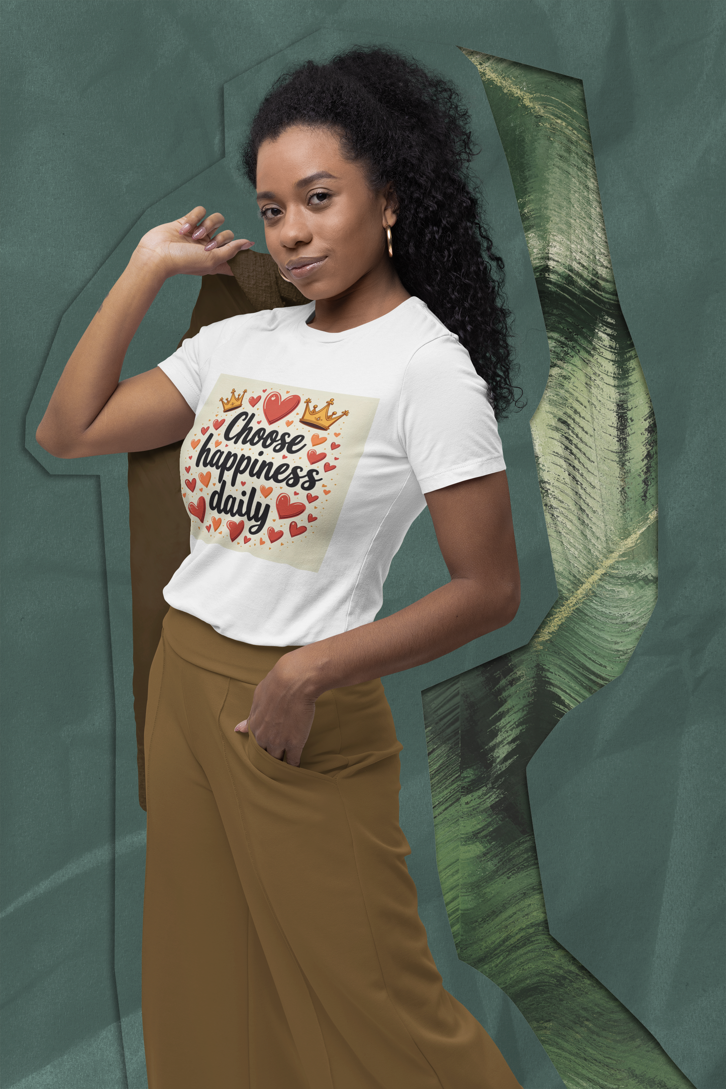 Choose Happiness Daily T-shirt | Inspirational Crown Hearts Design | Positive Mindset Tee | Self Love Gift | Motivational Quote Shirt