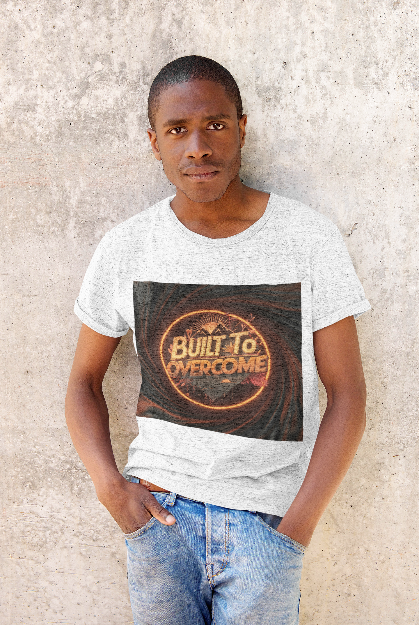 Built to Overcome T-shirt | Motiverend Fitness Shirt | Bergavontuur Geest | Neon Glow Design | Inspirerend Sportschool Shirt