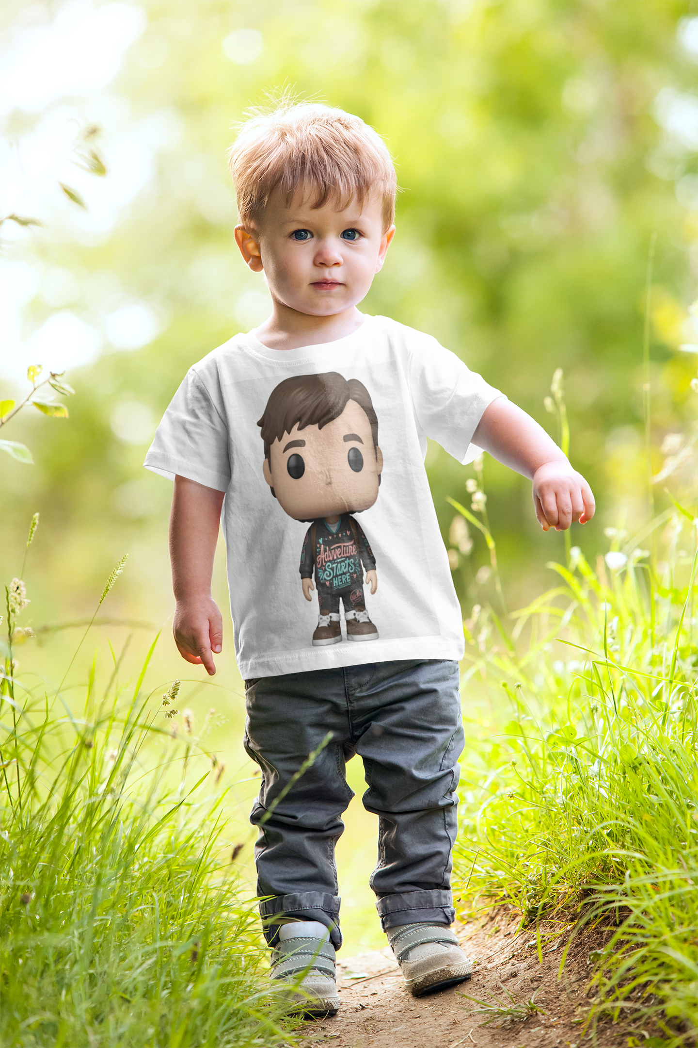 Adventure Starts Here Kids T-shirt | Cute Pop Art Character Design | Children's Adventure Quote | Boys Travel Tee | Inspirational Youth