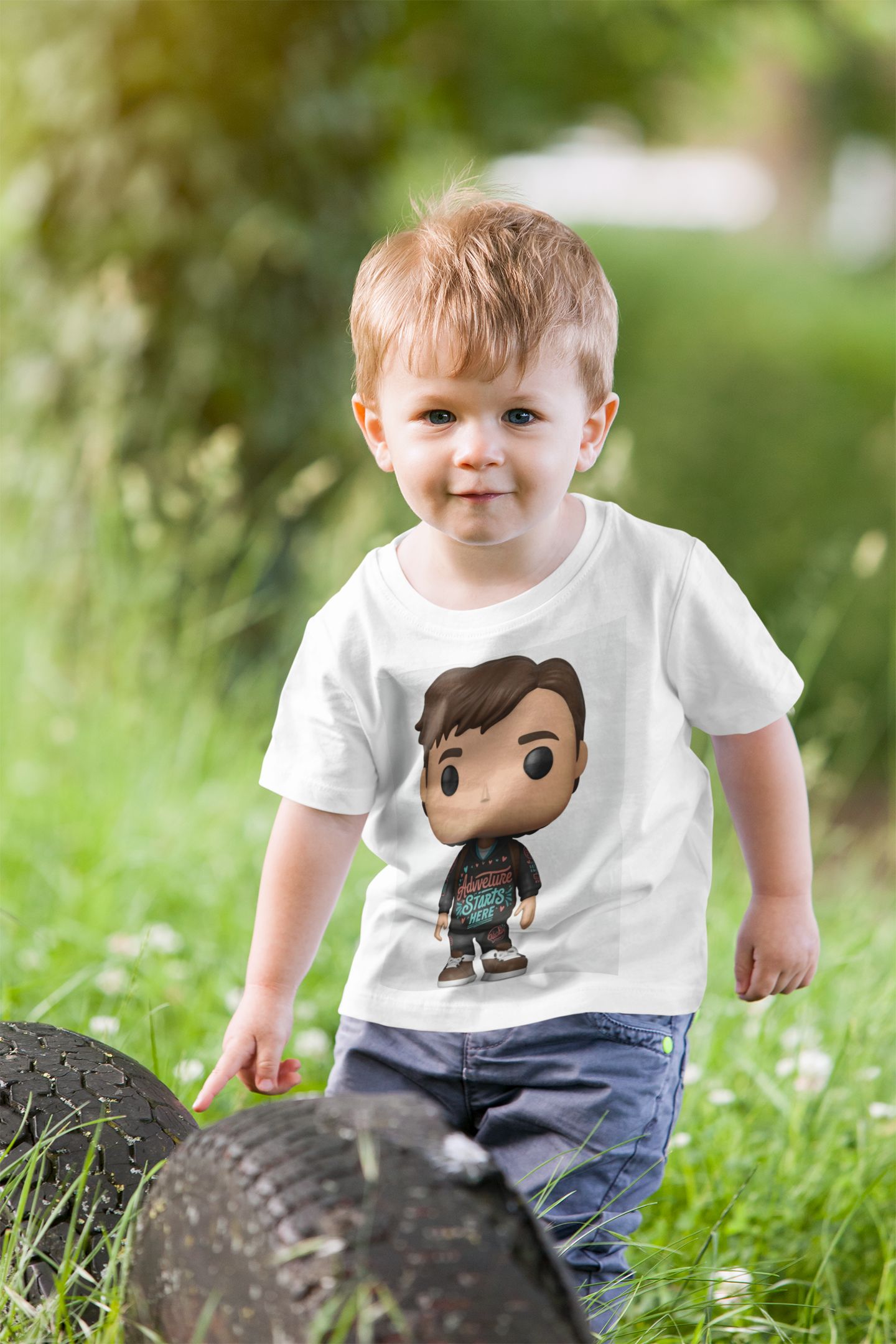 Adventure Starts Here Kids T-shirt | Cute Pop Art Character Design | Children's Adventure Quote | Boys Travel Tee | Inspirational Youth