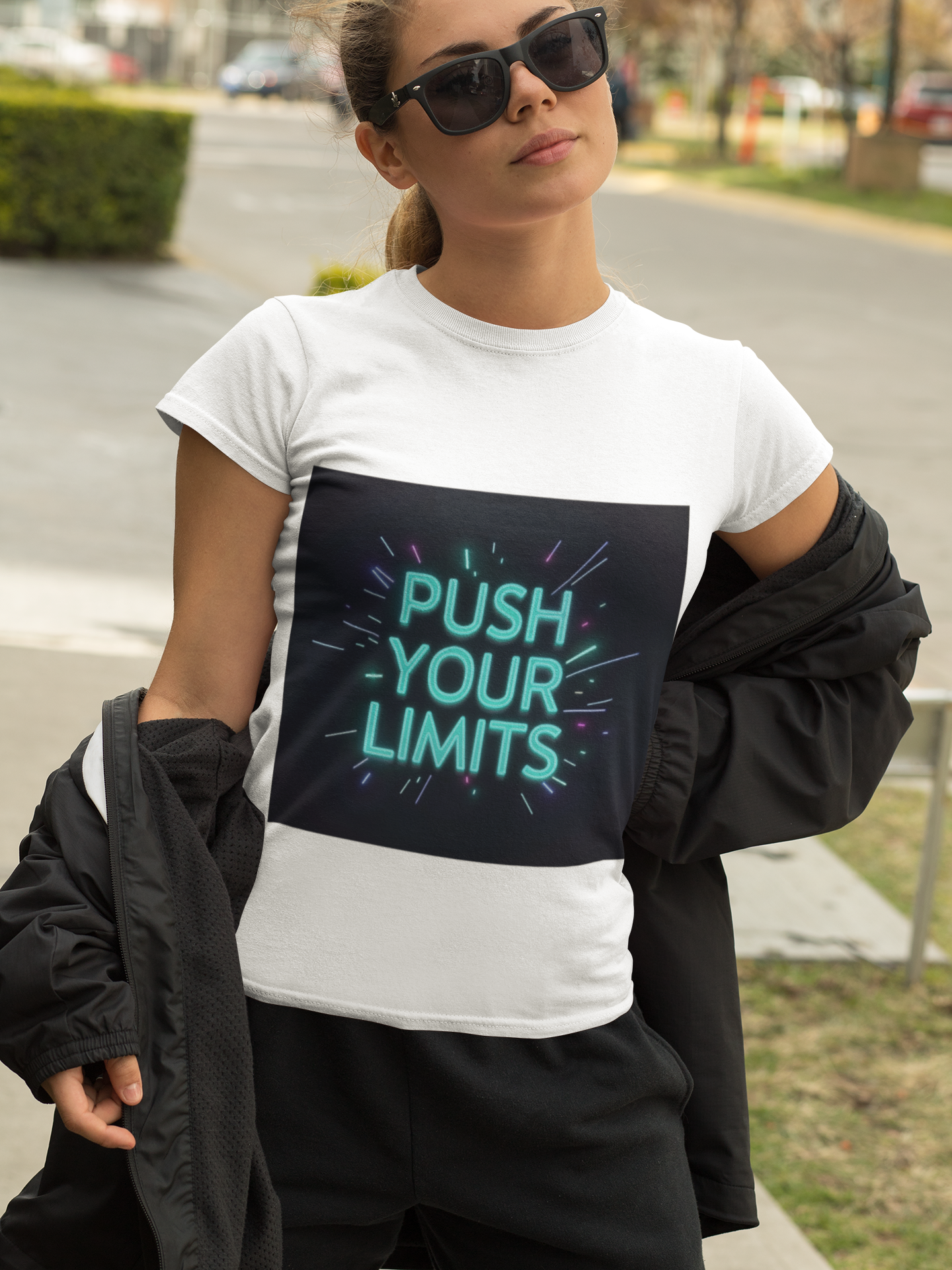 Push Your Limits T-shirt | Neon Motiverende Quote | Gym Workout Tee | Fitness Motivatie | Trainingsinspiratie